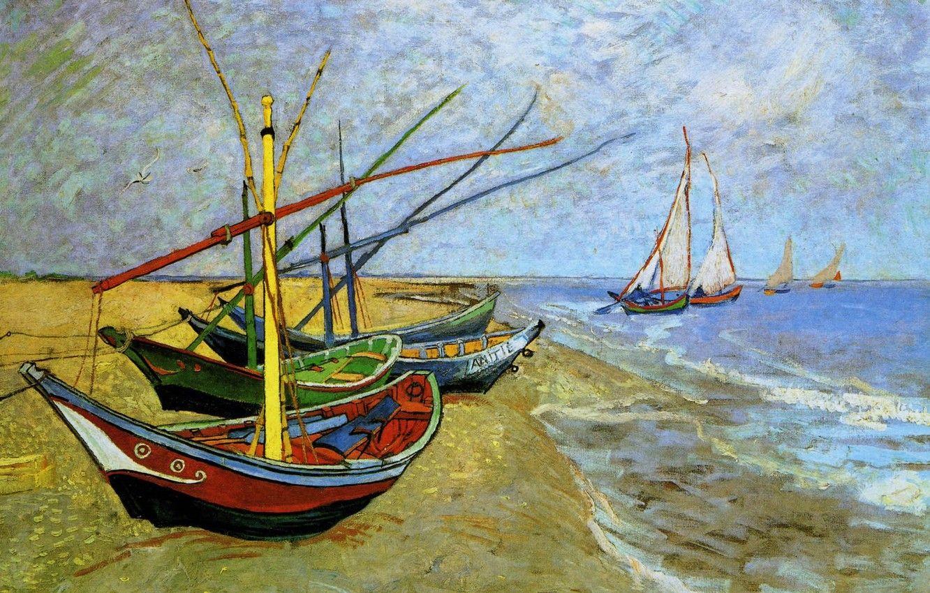 1332x850 Wallpaper sea, the sky, landscape, shore, picture, boats, Vincent