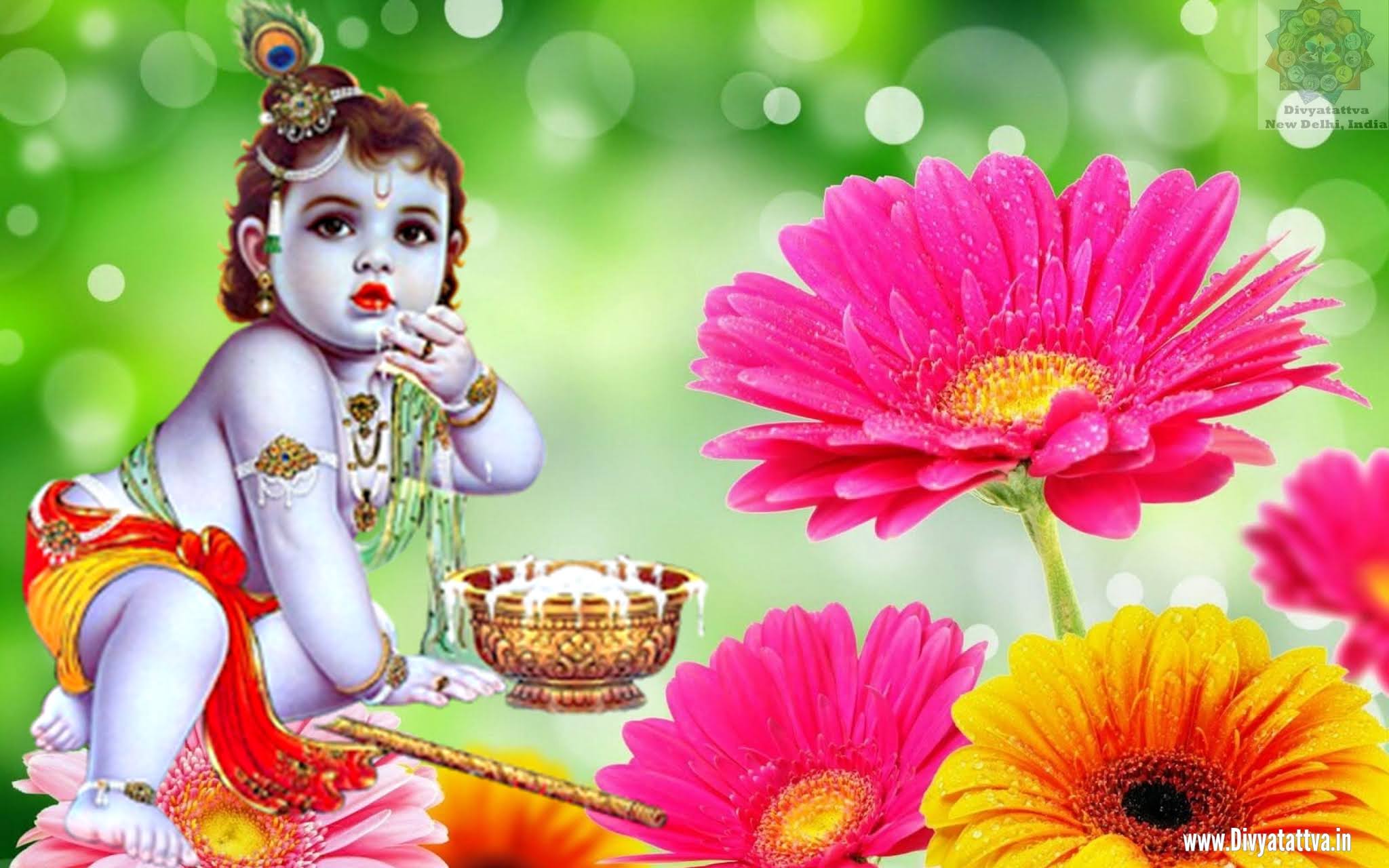 2048x1280 Índian God Sri Krishna 4K UHD Wallpaper Baby Krishna Background Image