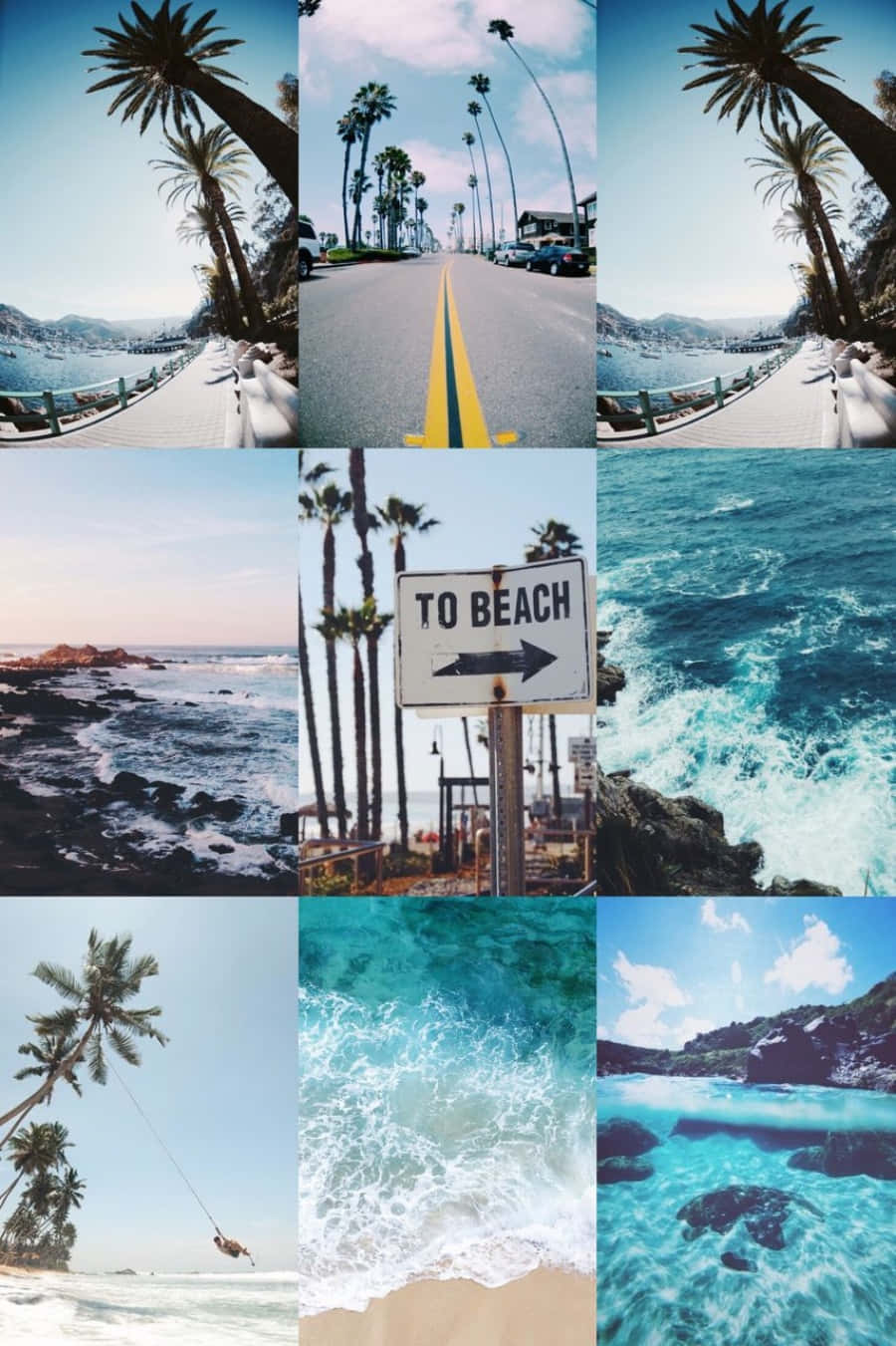 900x1351 Download Beach Collage Sea And Palm Trees Wallpaper