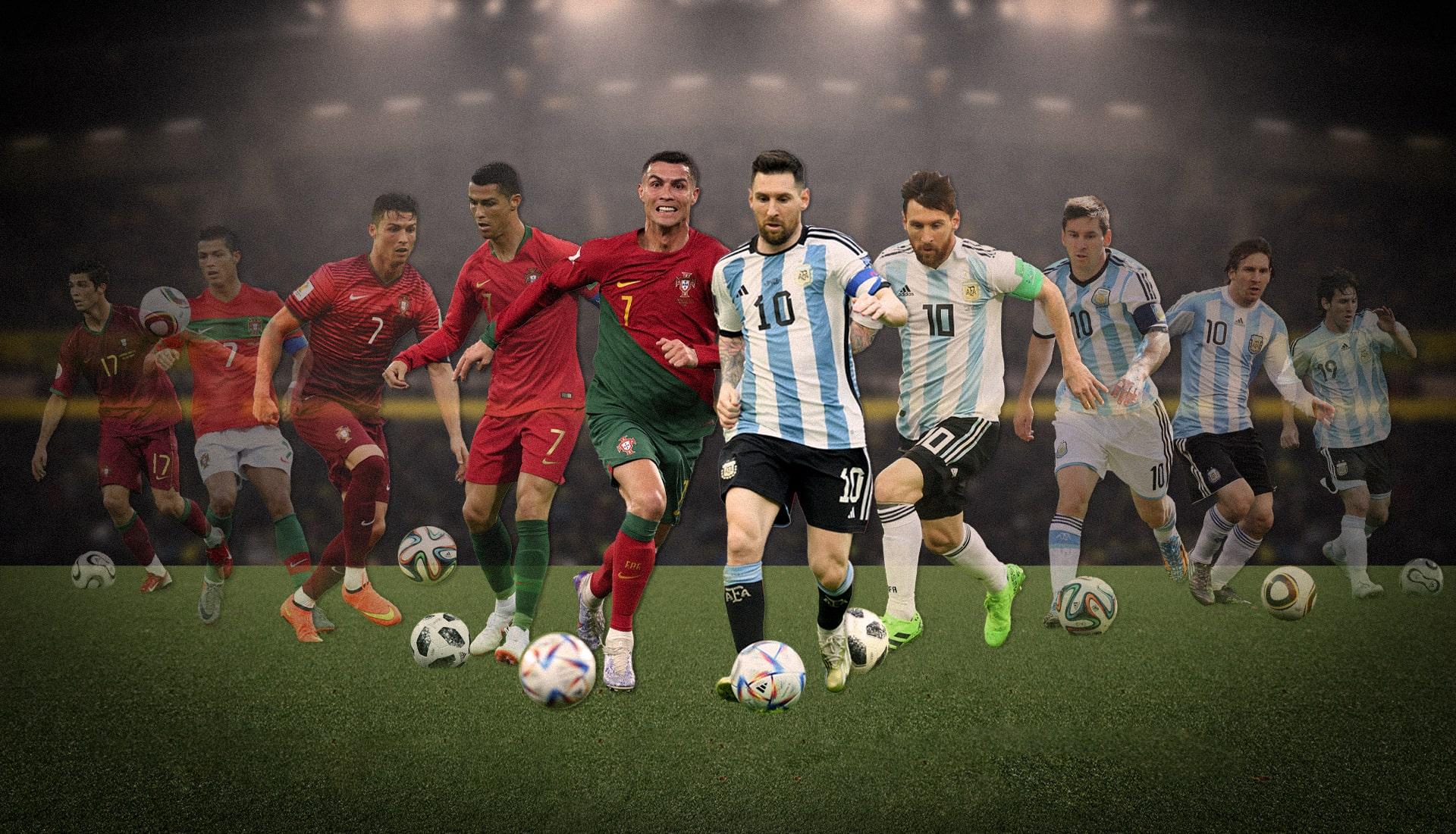 1920x1100 Cristiano Ronaldo & Lionel Messi's World Cup Looks Over The Years