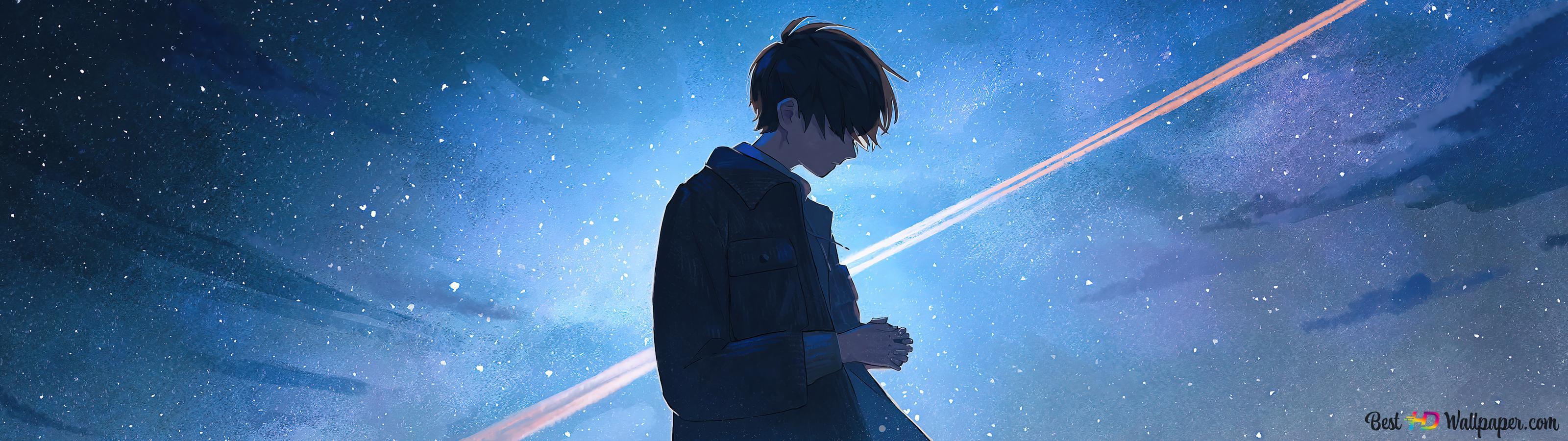 3200x900 Alone Anime Boy 4K wallpaper download