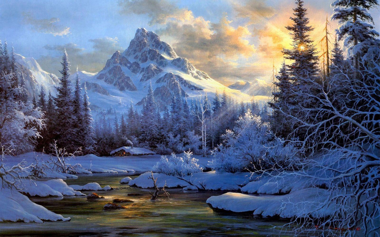 1600x1000 Snowy Tree Wallpaper