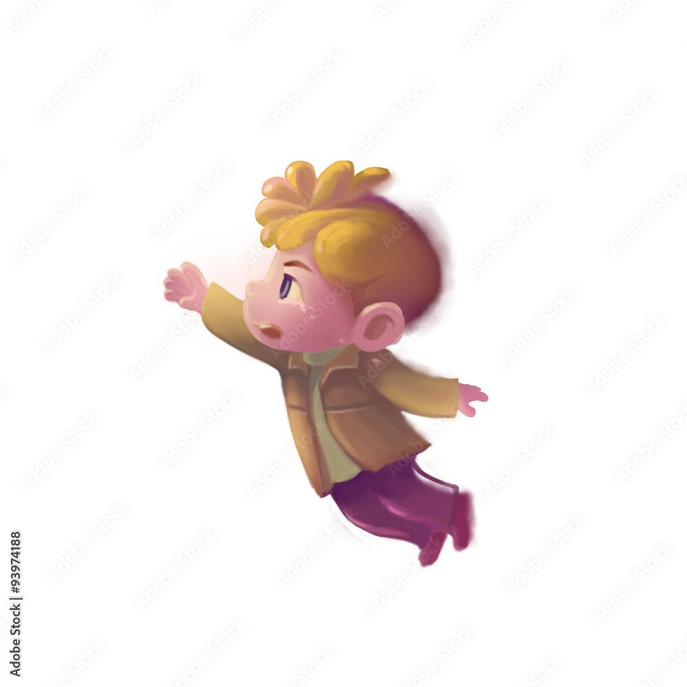 1000x1000 Illustration: The Sad Boy. Don't go. Don't leave me alone. Fantastic Cartoon Style Character Design. Stock Illustration