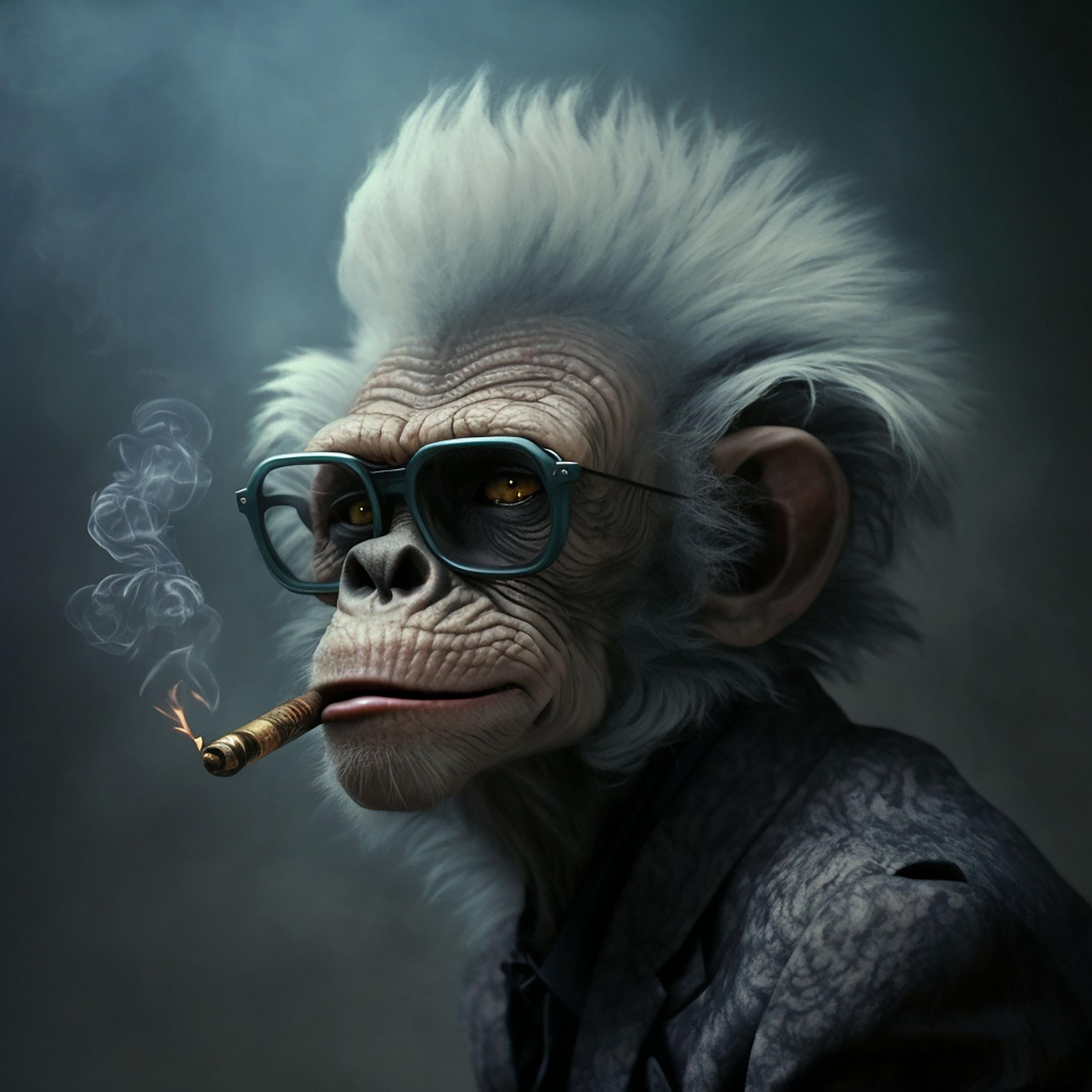3000x3000 Monkey Smoking Cigar