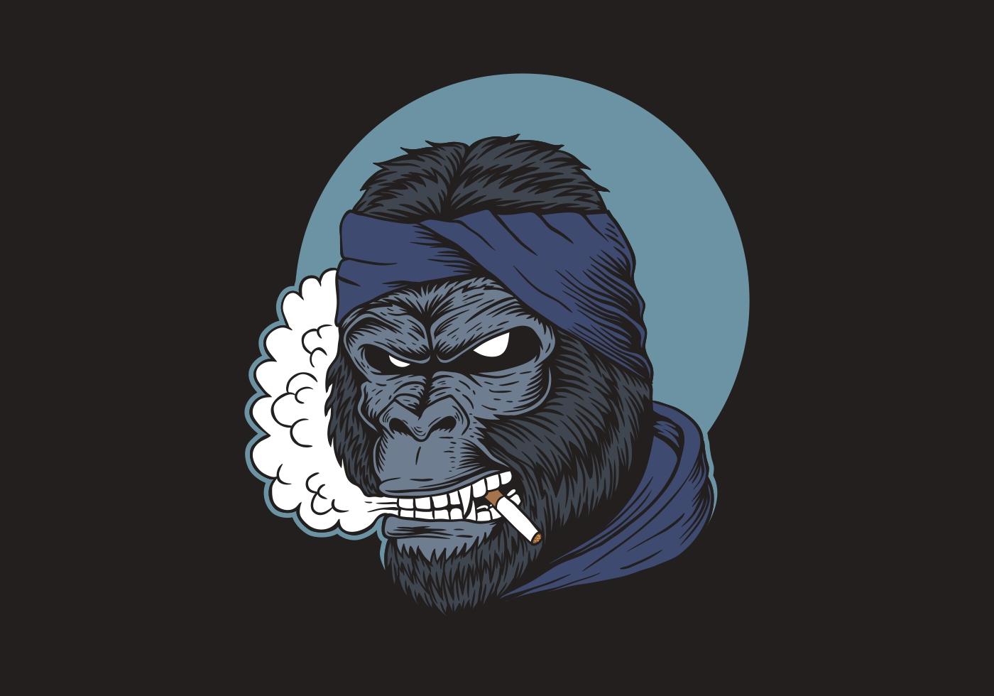 1400x980 Gorilla Smoking Showing teeth