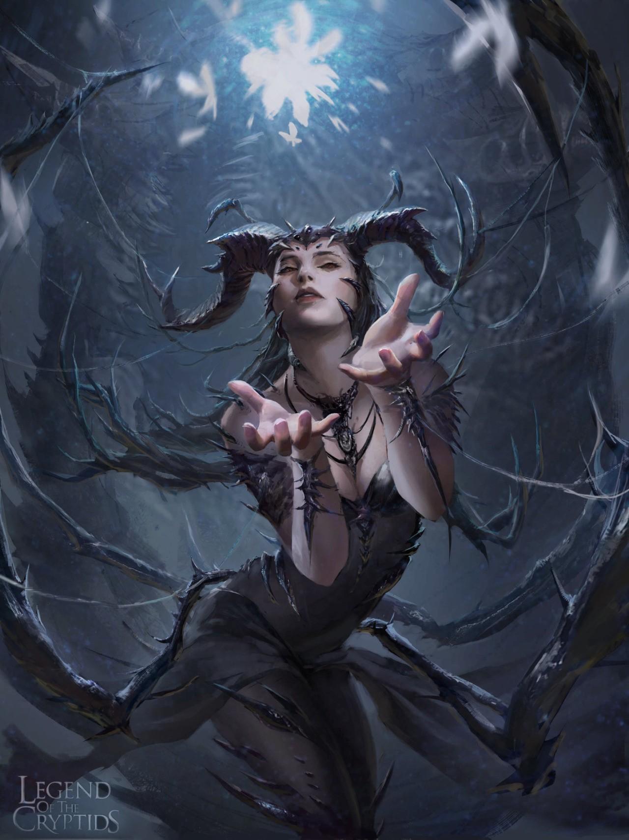 1280x1709 Legend of the Cryptids, fantasy art, horns, magic Gallery HD Wallpaper