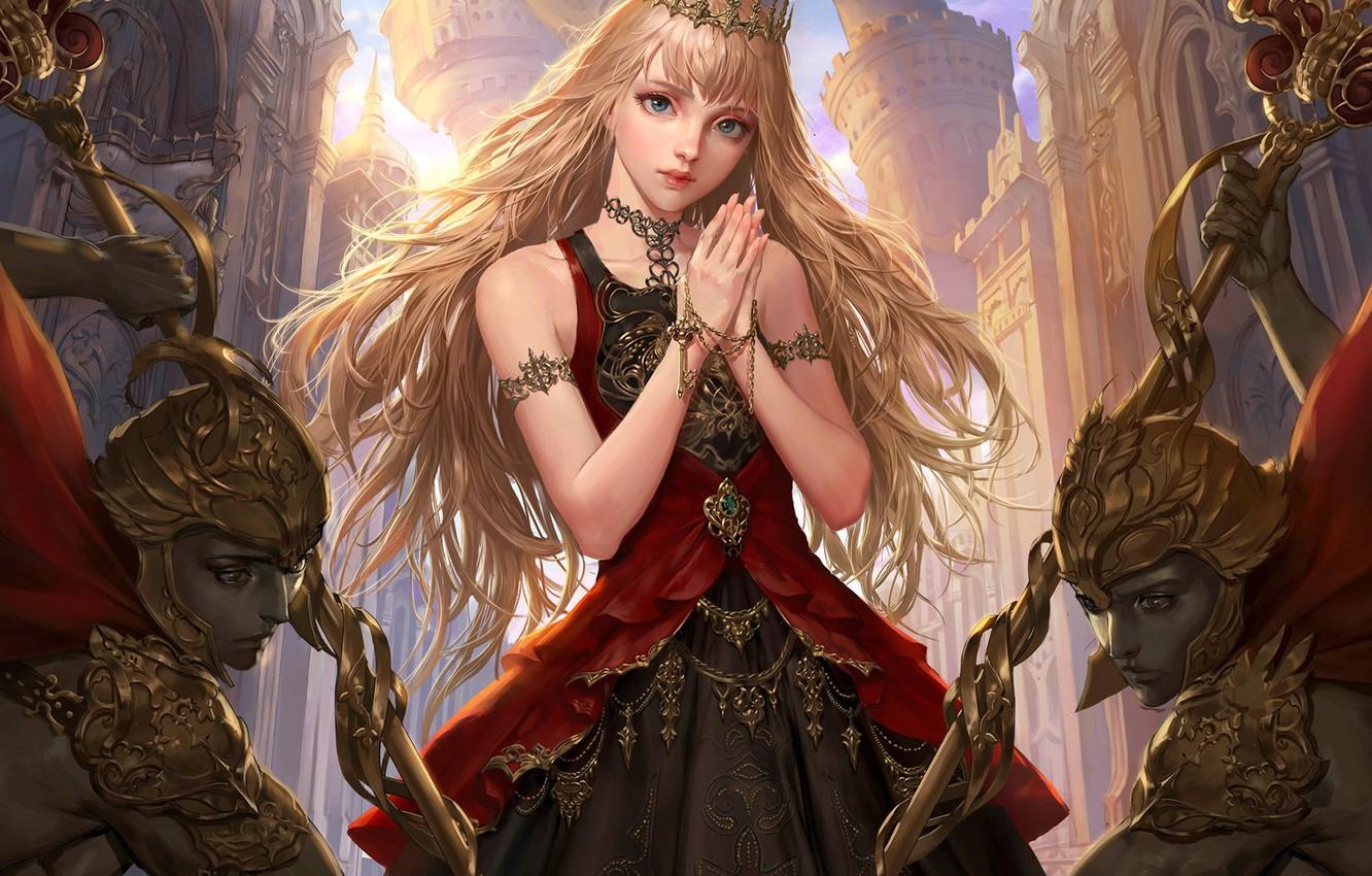 1332x850 Wallpaper look, girl, crown, dress, art, fantasy, guardians, Legend of the Cryptids image for desktop, section игры