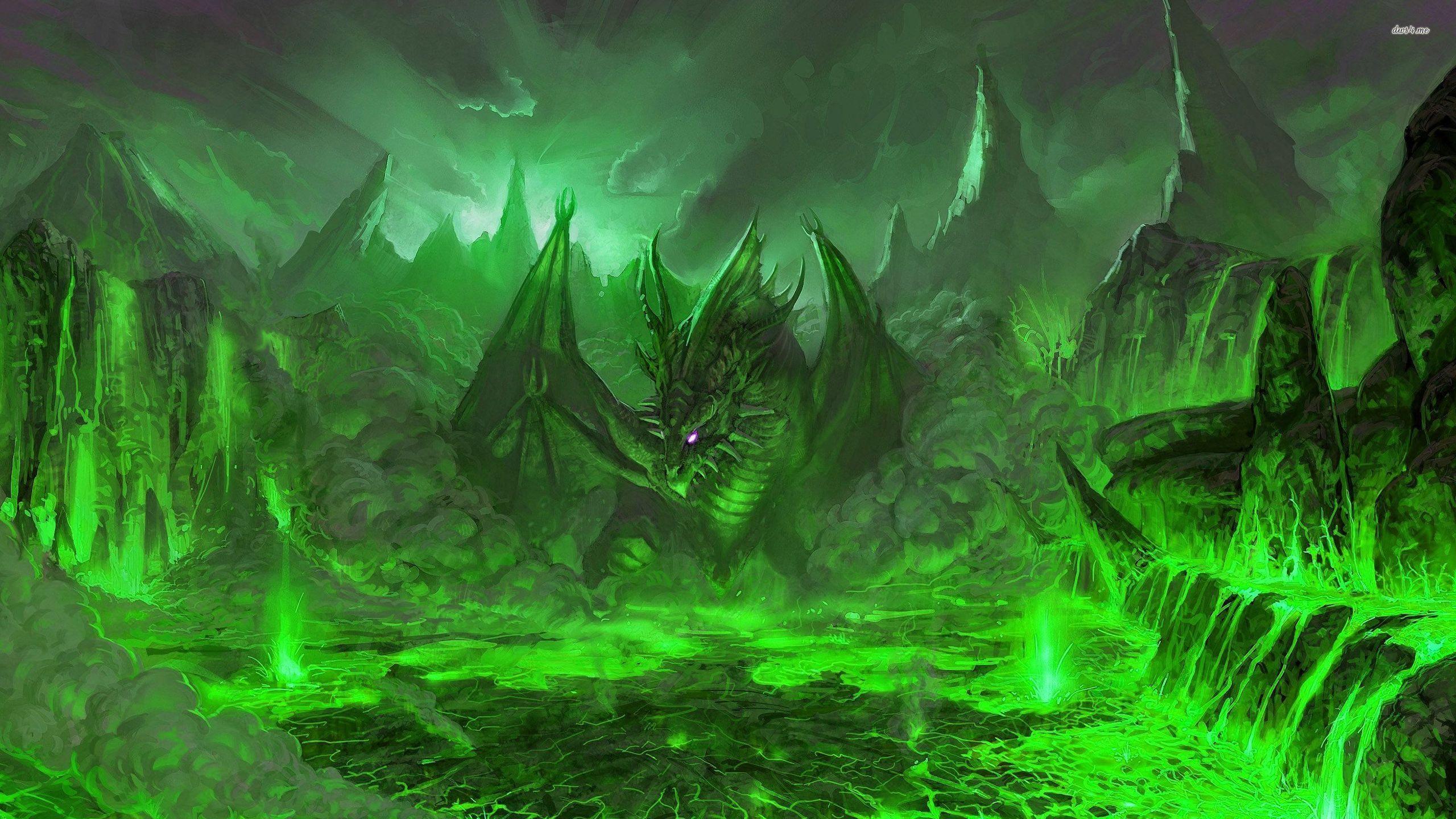 2560x1440 Green Dragon Desktop Background. Awesome