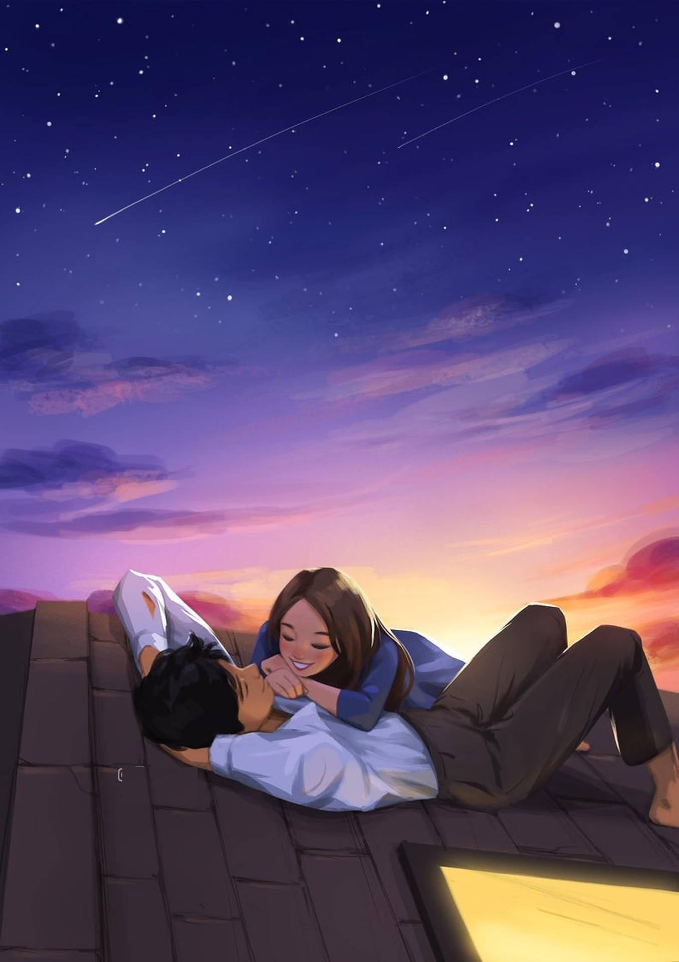 1355x1920 Download Couple Lying Down Love Art Wallpaper
