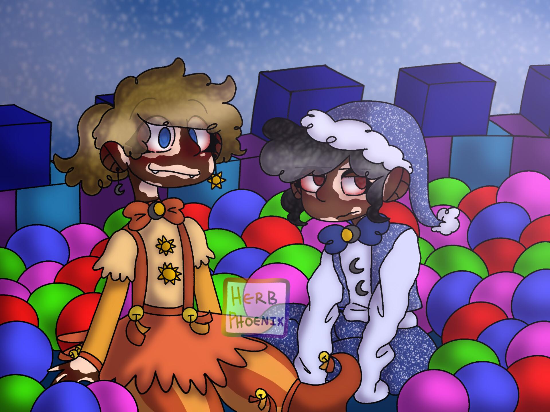 1920x1440 Human Kid Sunrise and Moondrop (FNAF)