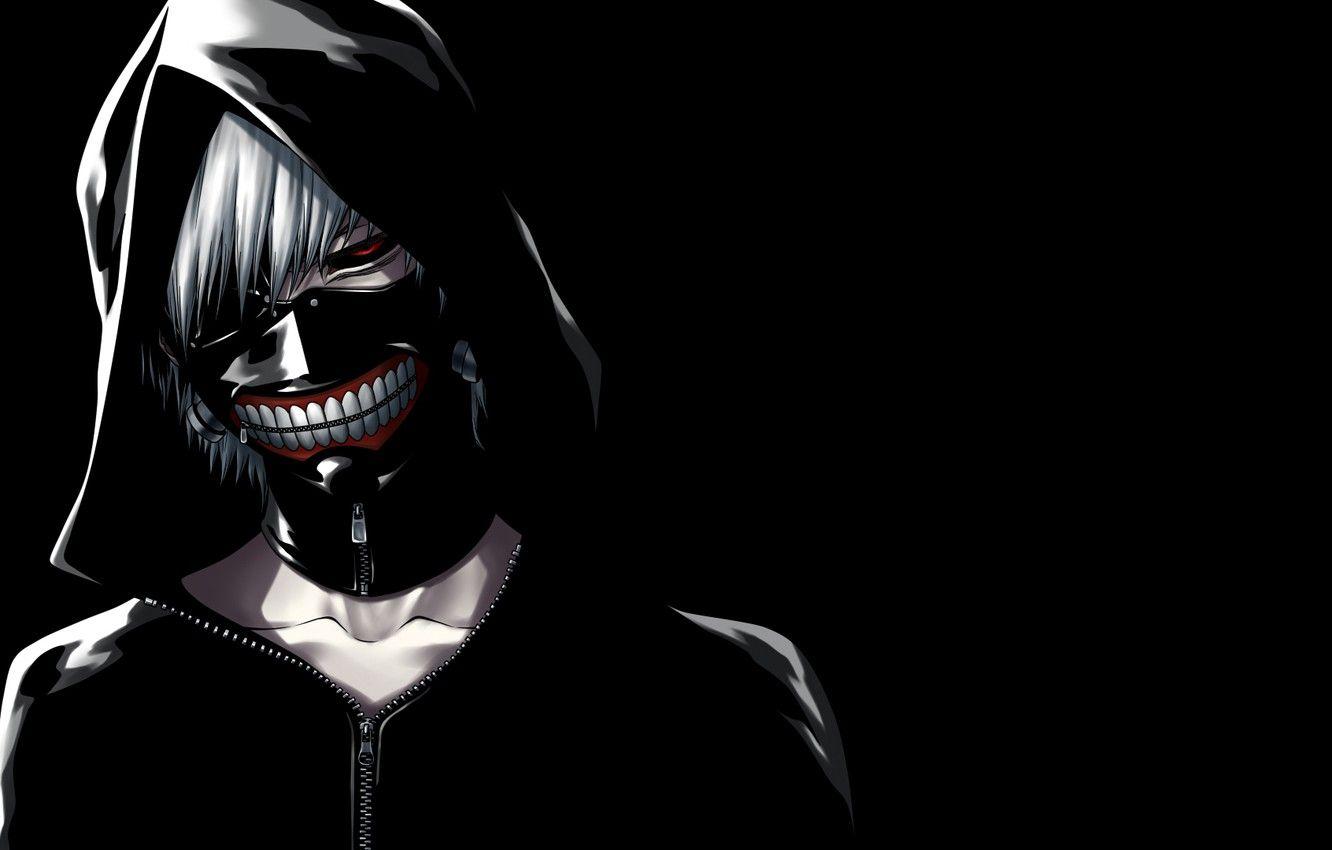 1332x850 Wallpaper mask, hood, guy, white hair, red eye, Tokyo Ghoul, Ken