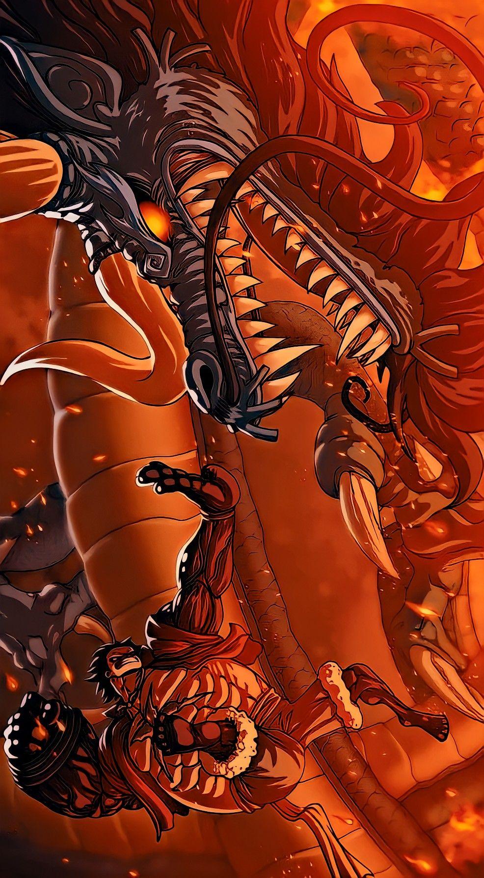 986x1788 Luffy Vs. Kaido Phone Wallpaper HD