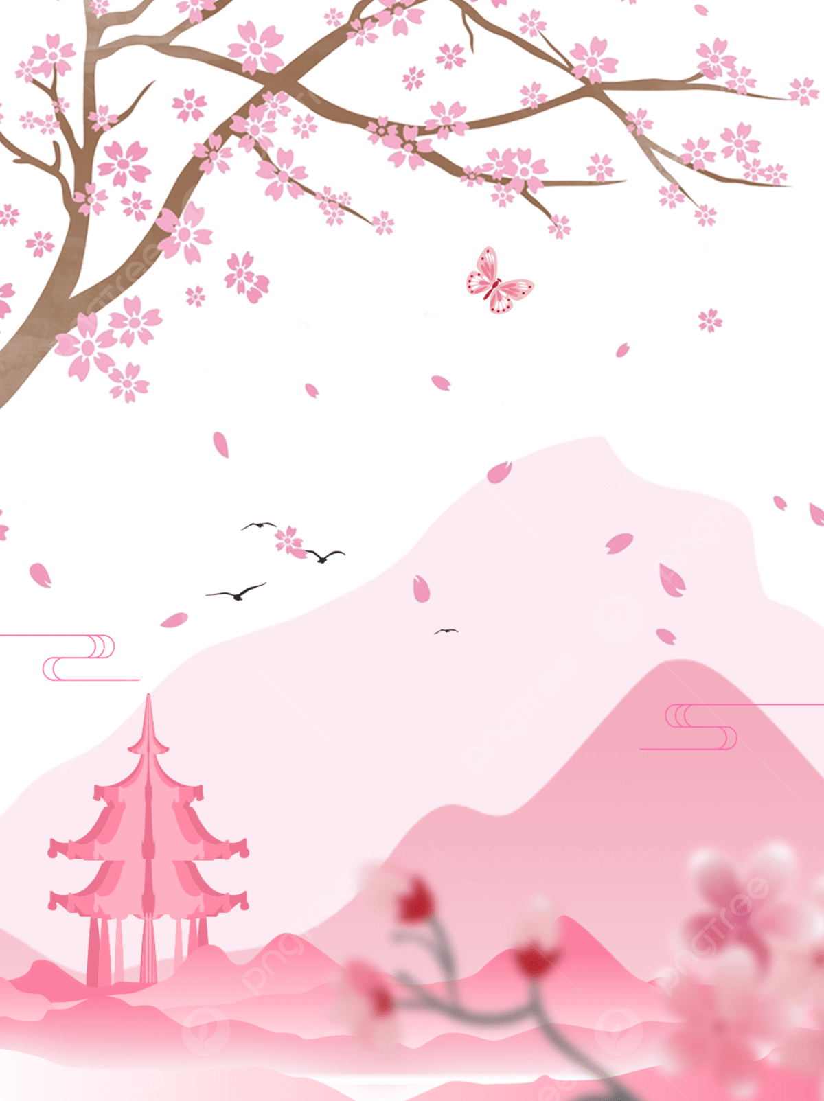 1200x1604 Spring Peach Blossom Aesthetic Background Psd, Spring, Hand Draw, Peach Blossom Background Image for Free Download