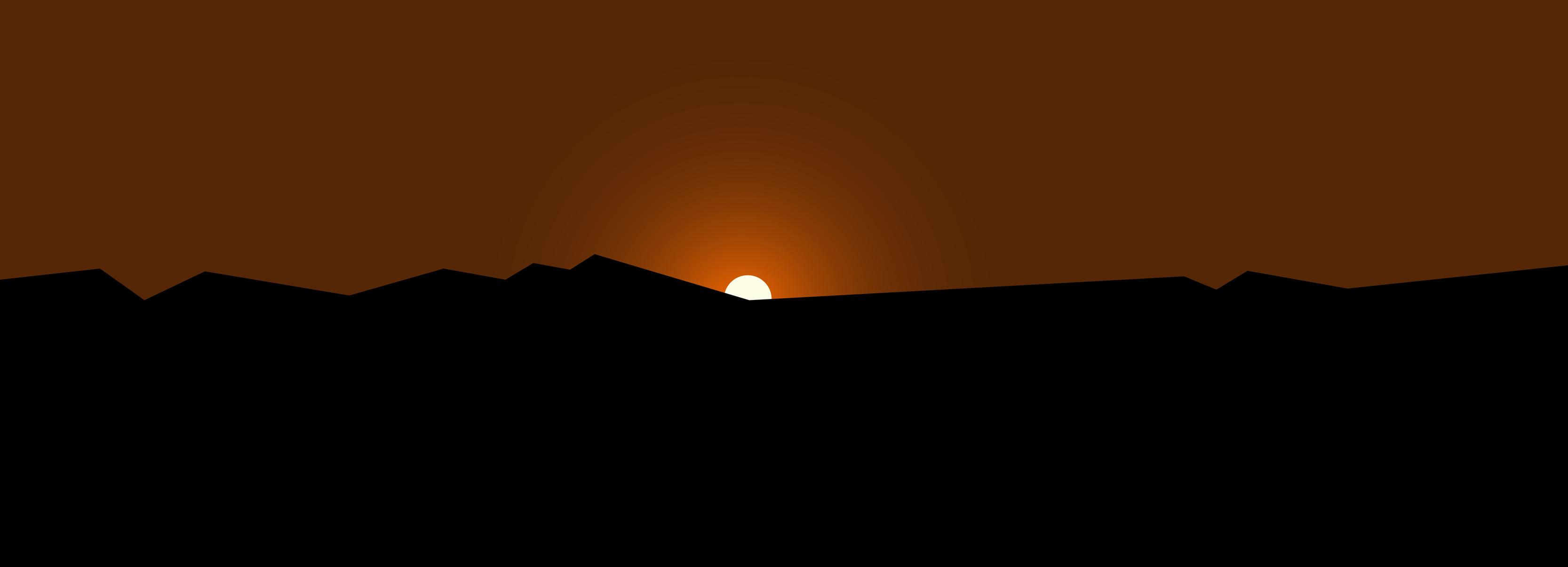3333x1206 Berge Sonnenuntergang Wallpaper, Sonne Hinter Horizont Vektor Bild. Dämmerung Naturlandschaft, Breite Horizontale Bg, Wüstensonnenaufgang. Gedämpfte Farbige Hintergrundvektorillustration 4141462 Vektor Kunst Bei Vecteezy