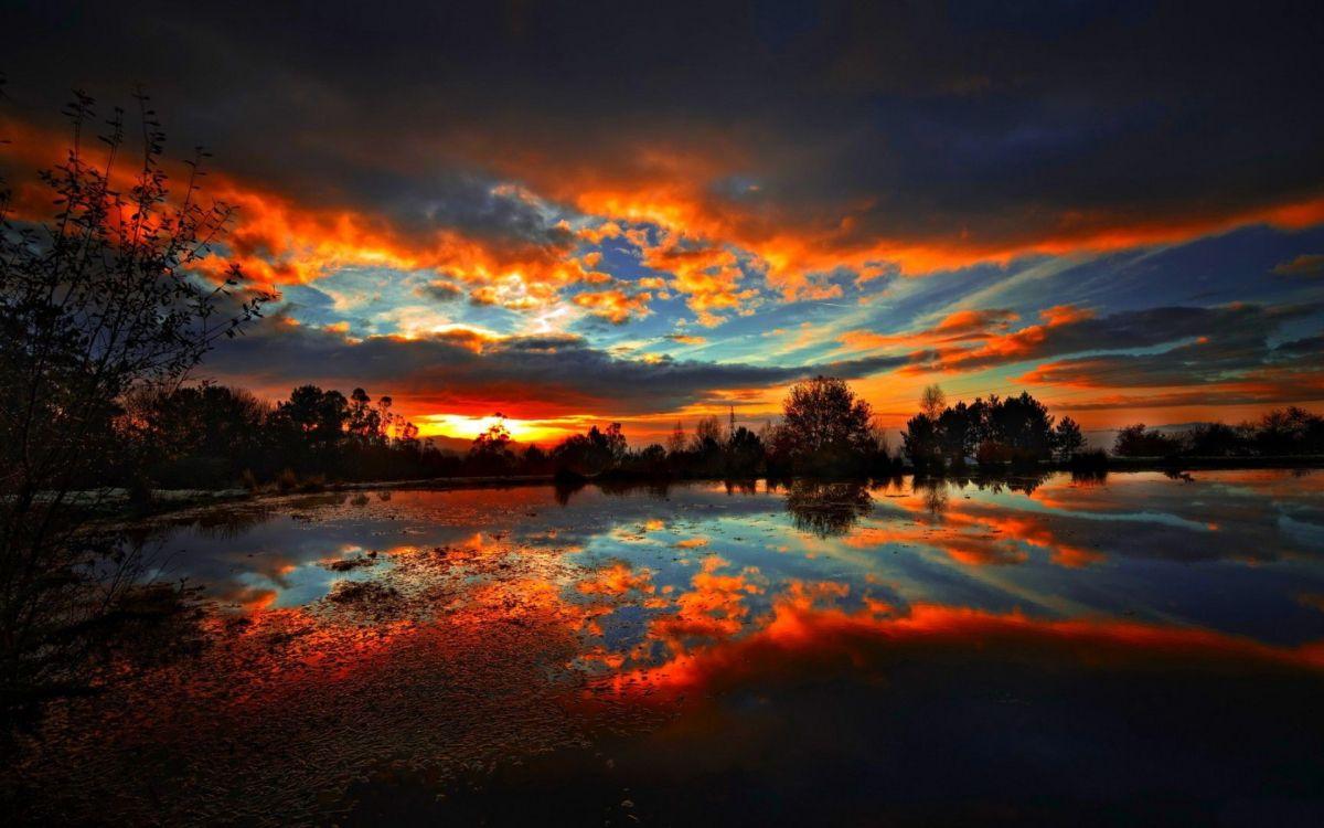 1200x750 Wallpaper Scenic Sunset, Sunset, Sunrise, Cloud, Water, Background Free Image