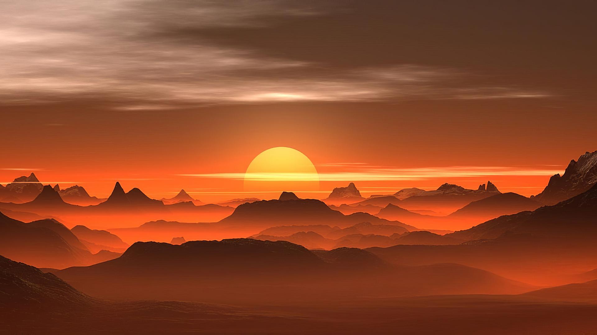 1920x1080 Sunset Mist Desert HD Wallpaper For Your XFCE Desktop