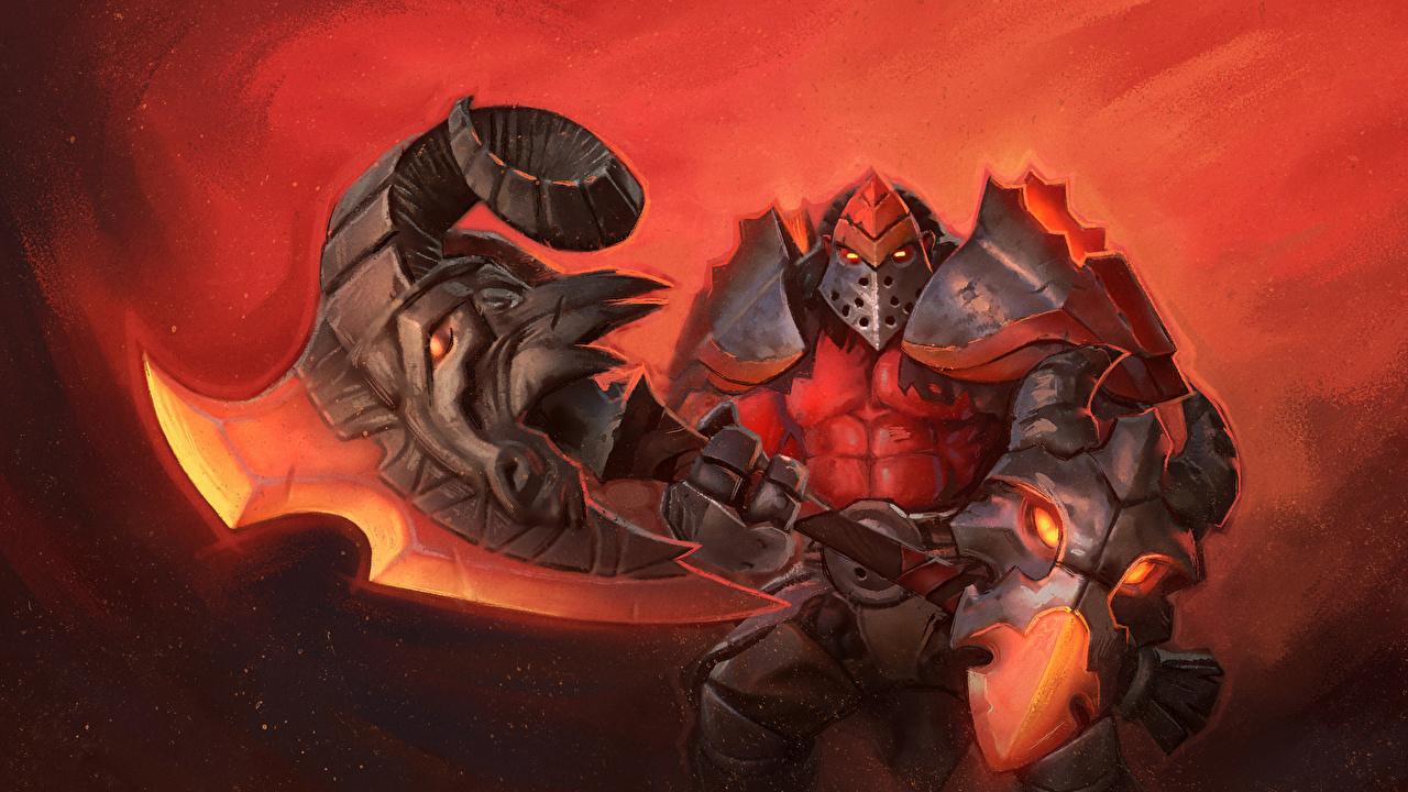 1280x720 Picture DOTA 2 Axe Armor Battle axes warrior Fantasy vdeo game