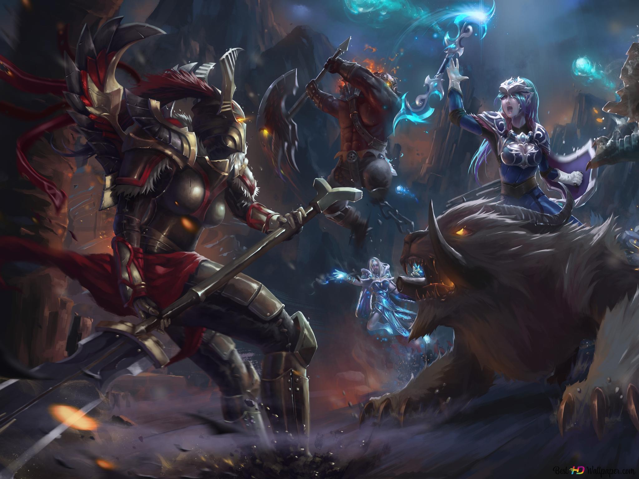 2048x1536 Dota 2 game battling with monsters 6K wallpaper download