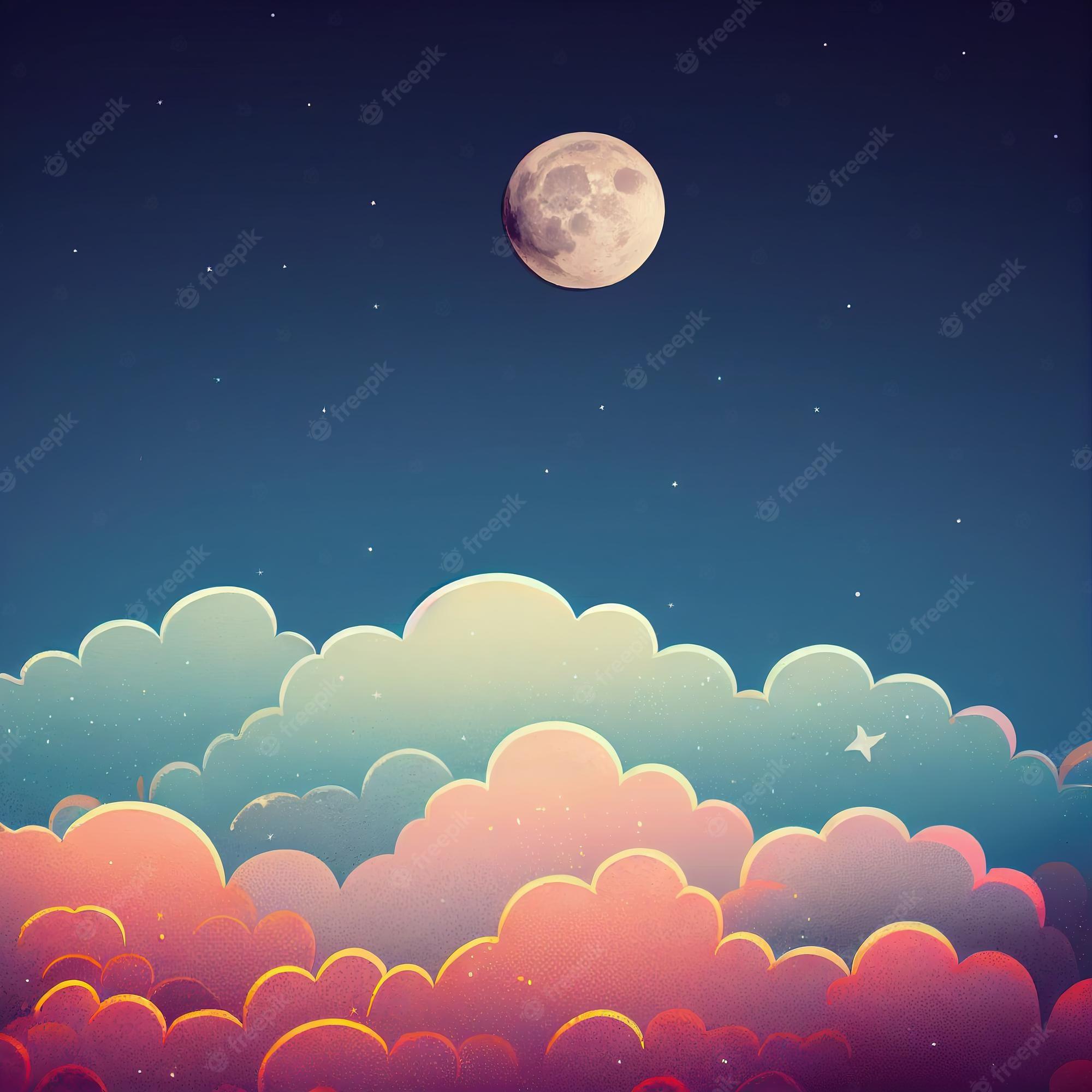 2000x2000 Night Sky Moon Picture