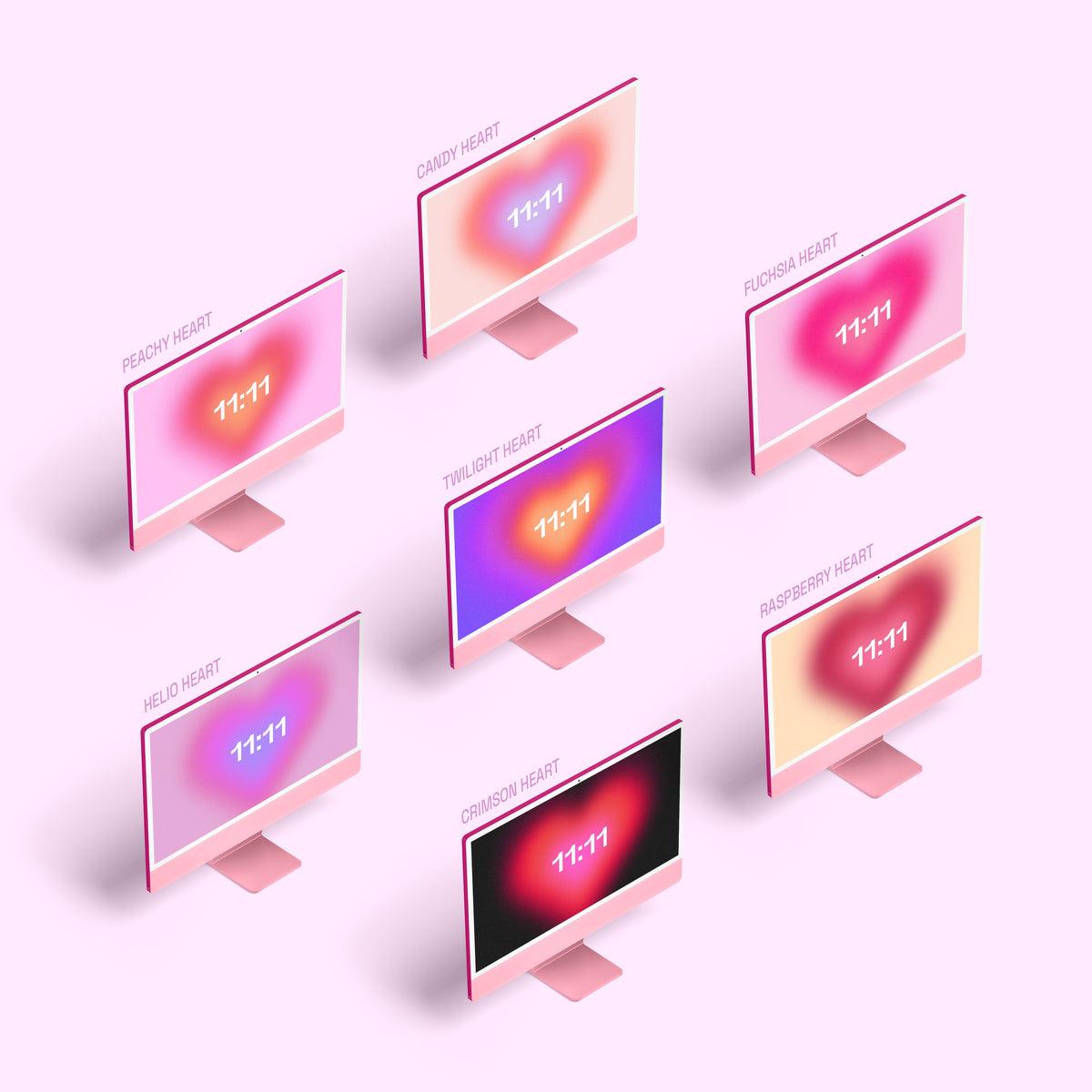 1200x1200 Aura Heart Clock Screensaver Pack