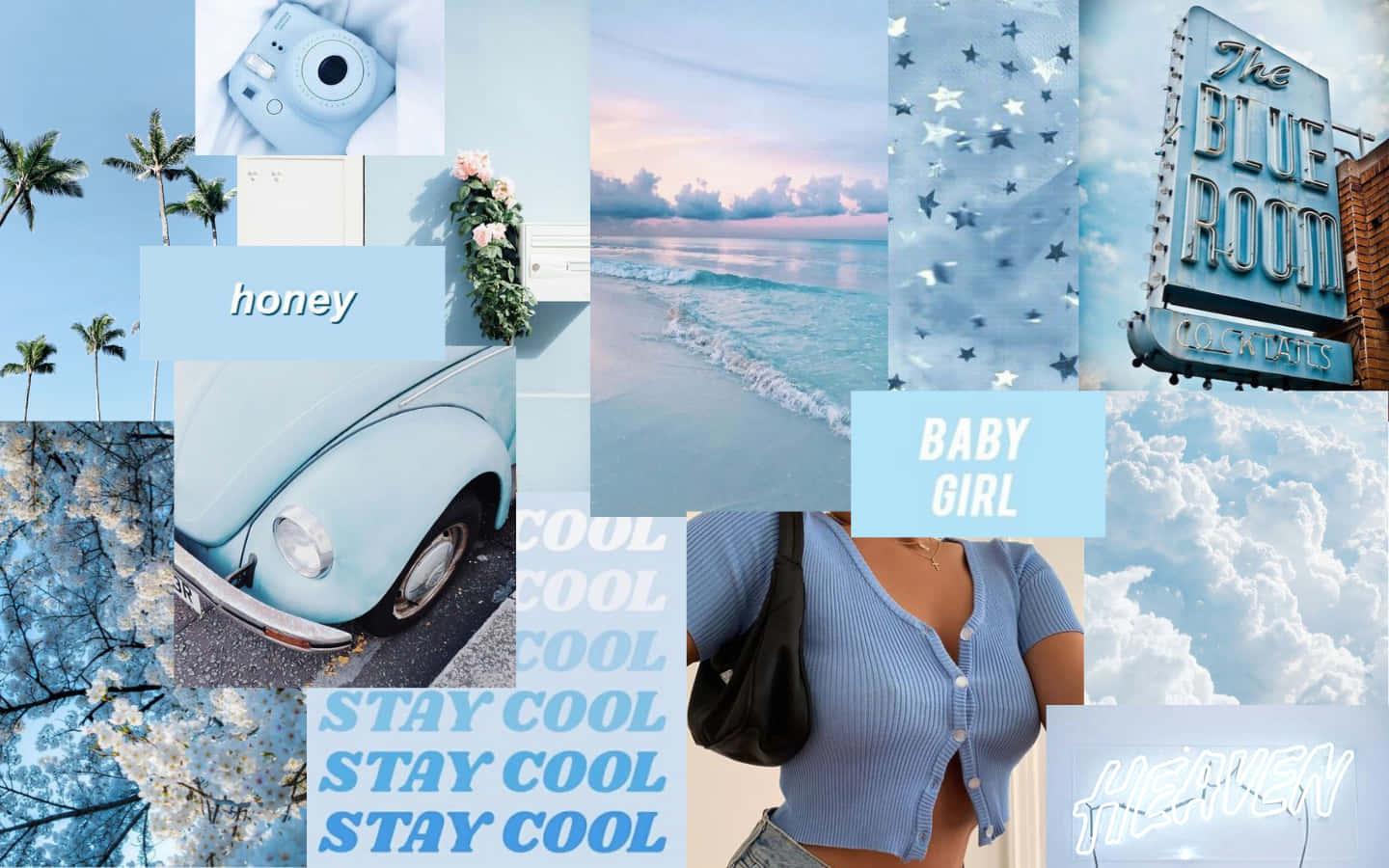 1440x900 Download A Collage Of Photo With Blue And White Colors Wallpaper