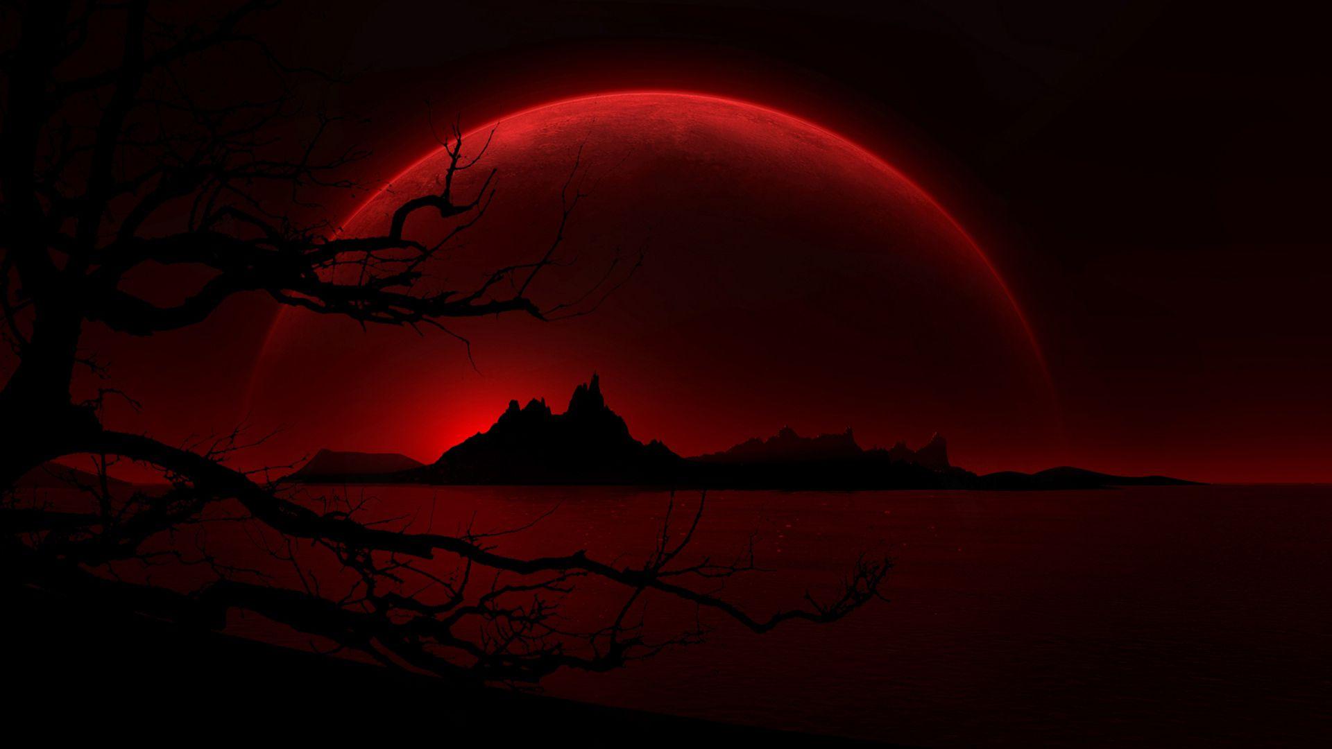 1920x1080 Red Moon Wallpaper HD