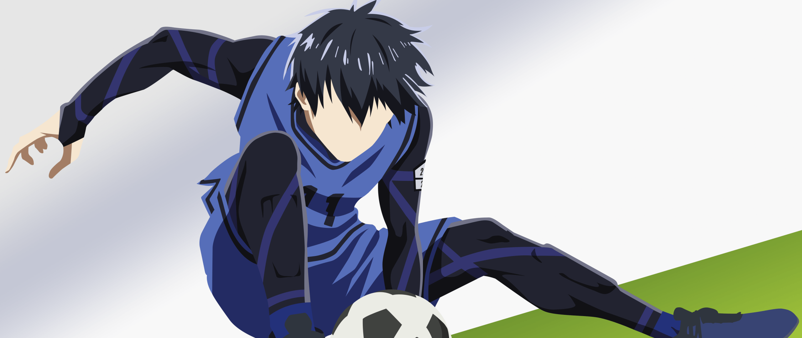 2560x1080 Yoichi Isagi Wallpaper 4K, Blue Lock, Minimal art, Anime