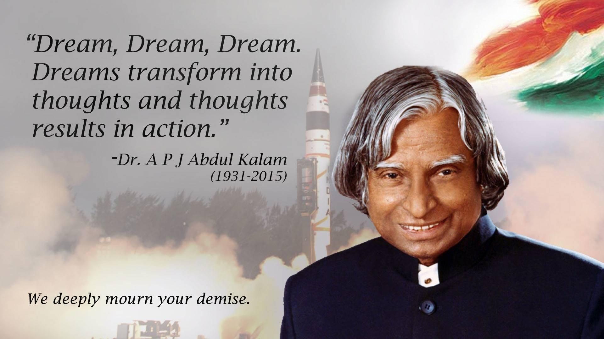 1920x1080 Download Abdul Kalam HD Dream Thoughts Actions Wallpaper