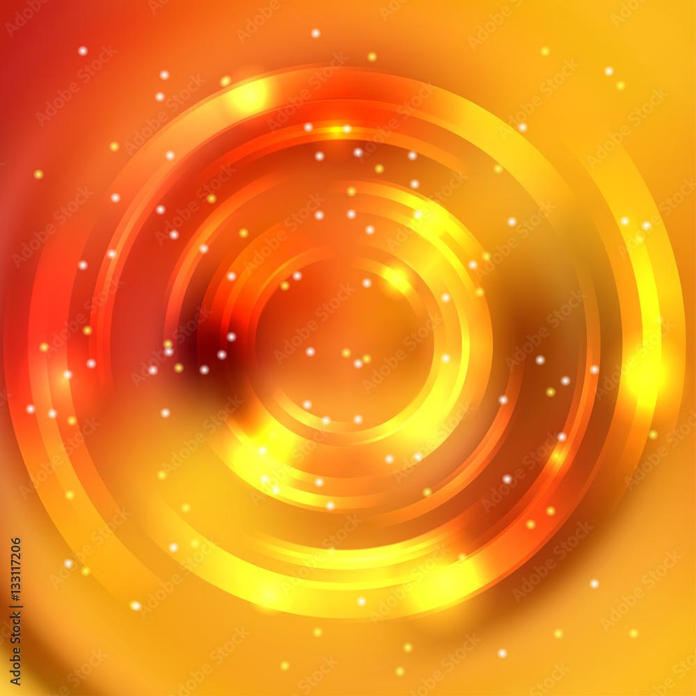 1000x1000 Abstract colorful background, Shining circle tunnel. Elegant modern geometric wallpaper. Vector illustration. Yellow, orange colors. Stock Vector