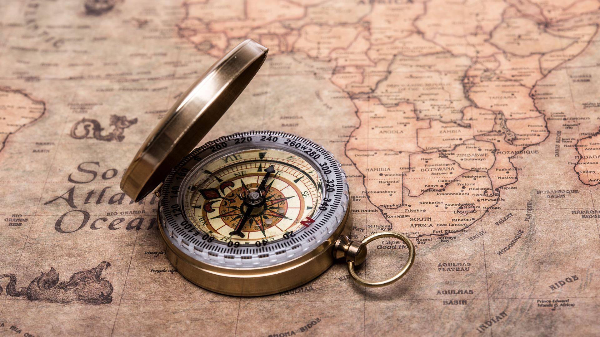 1920x1080 Download Stylish Golden Pocket Compass Wallpaper