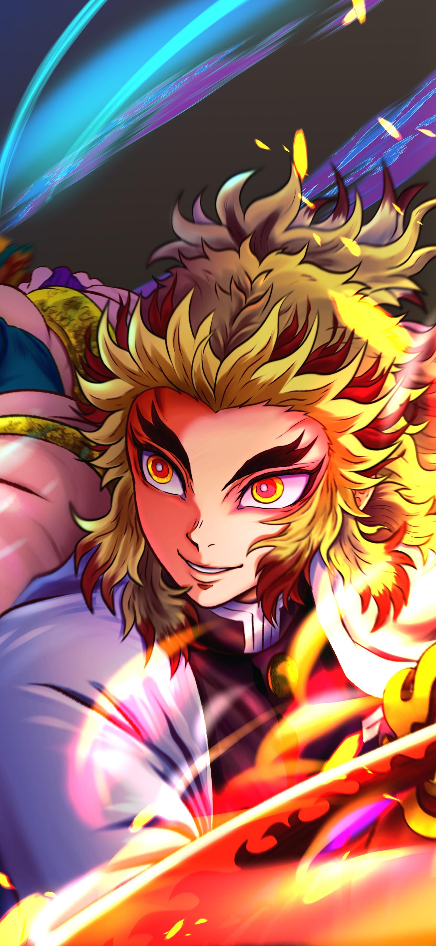 1440x3120 Wallpaper / Anime Demon Slayer: Kimetsu no Yaiba Phone Wallpaper, Kyojuro Rengoku, 1440x3120 free download