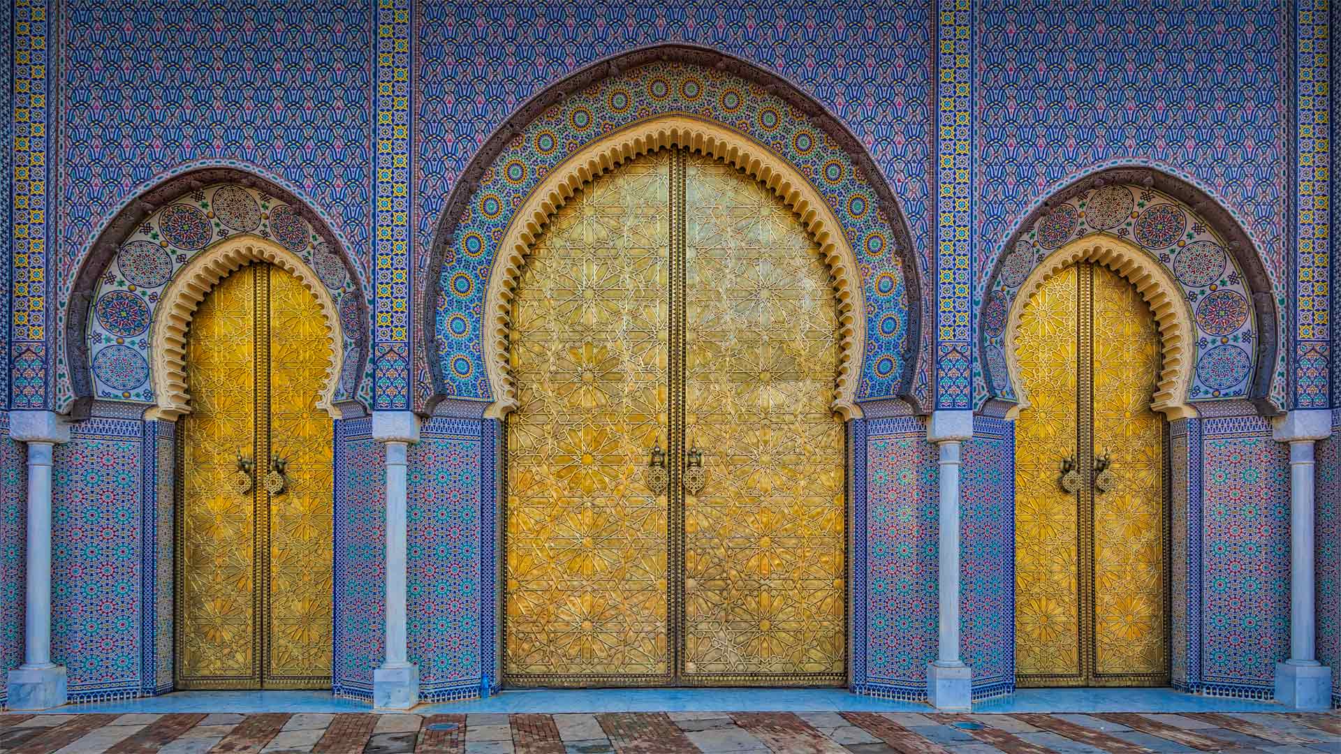 1920x1080 Islamic Architecture Architecture Door Pattern Ornamented Royal Palace Fez Morocco Wallpaper:1920x1080