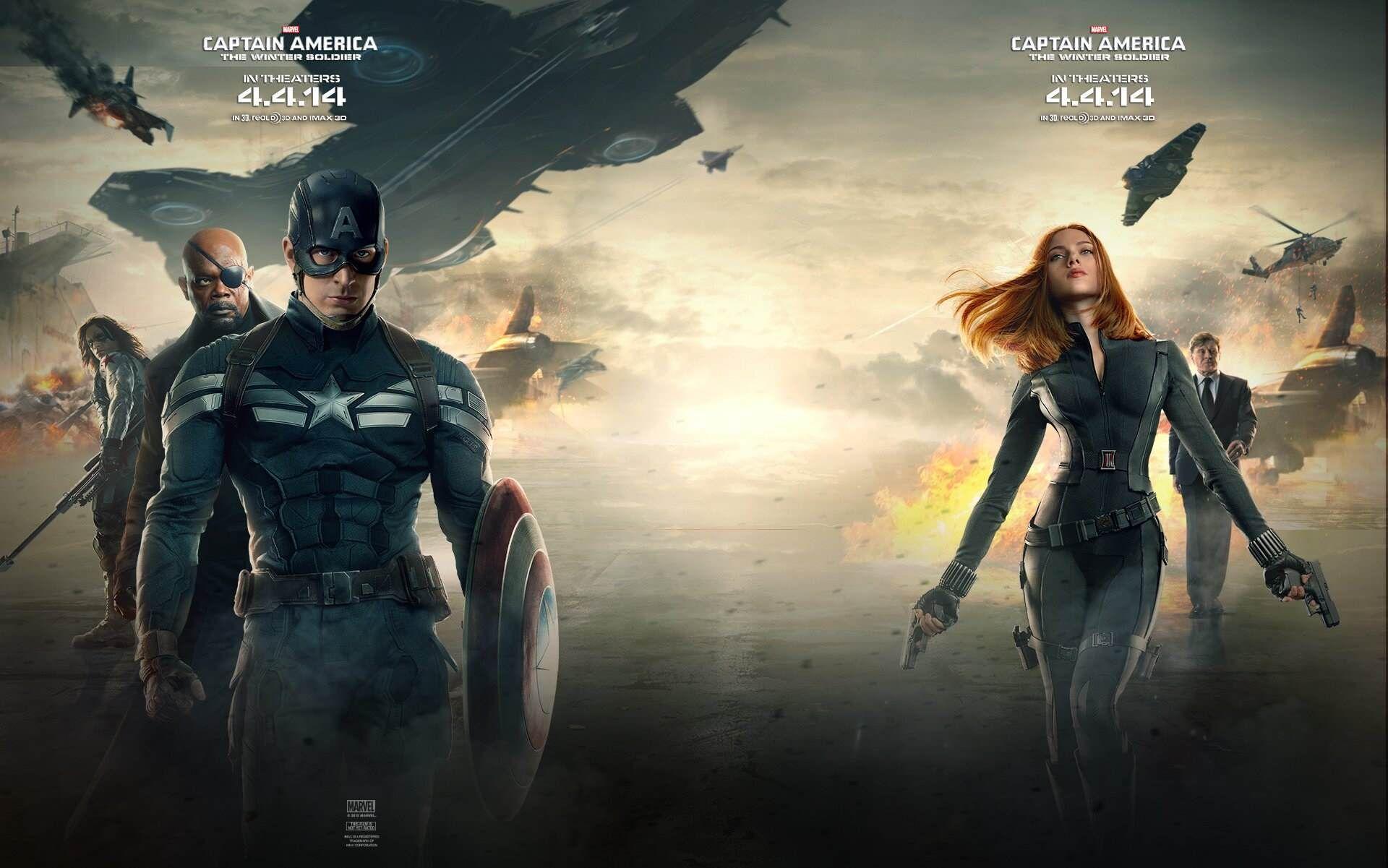 1920x1201 Captain America Winter Soldier Wallpaper with Black Widow and Nick