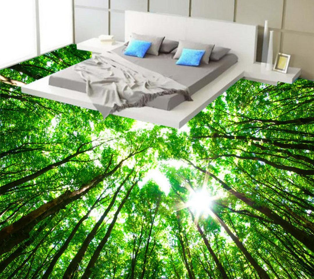 1080x959 3D Green Forest JJ4606FF Floor Wallpaper Murals Self Adhesive