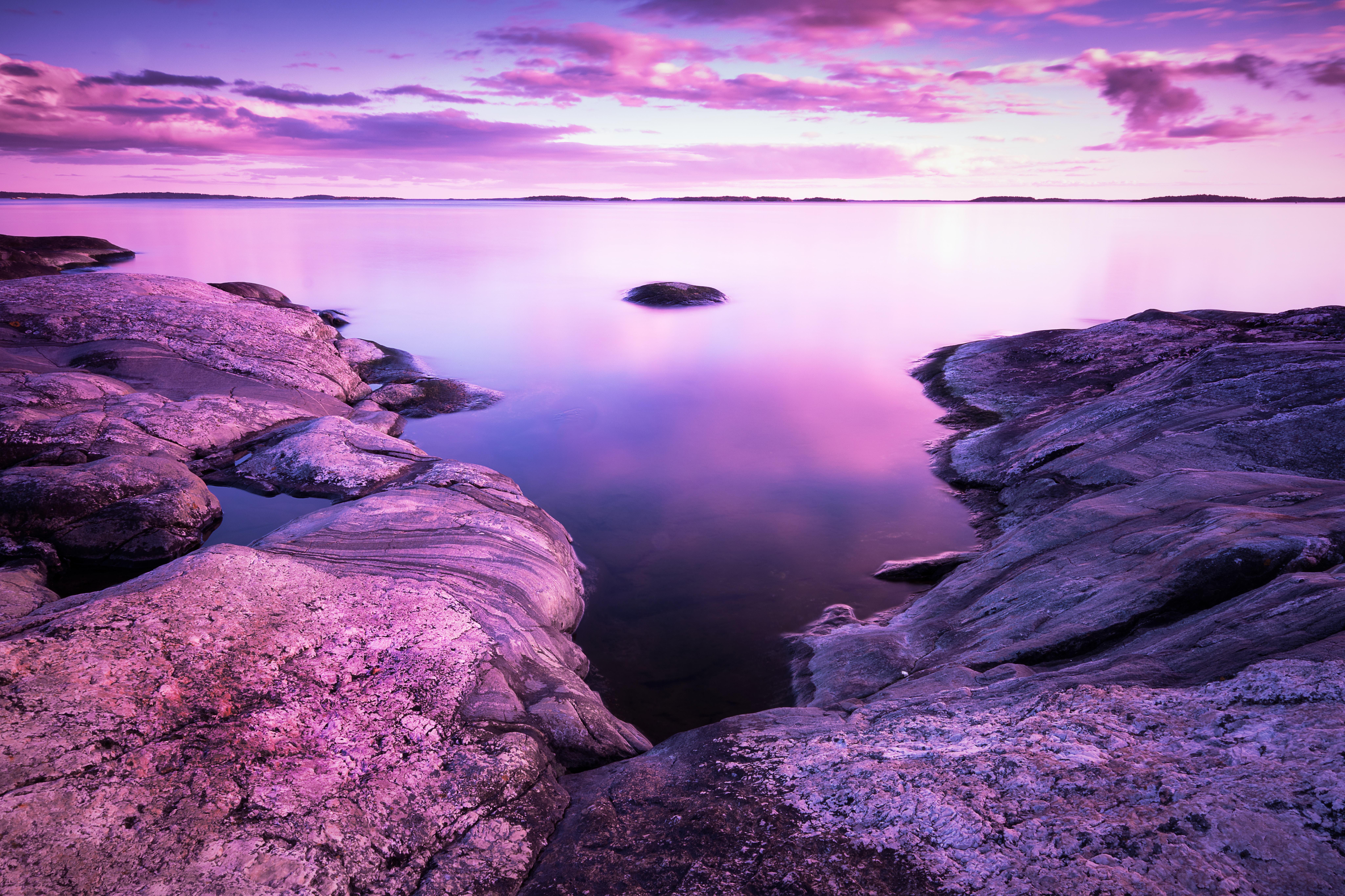 8192x5461 Wallpaper Body of Water, Nature, Natural Landscape, Purple, Sea, Background Free Image