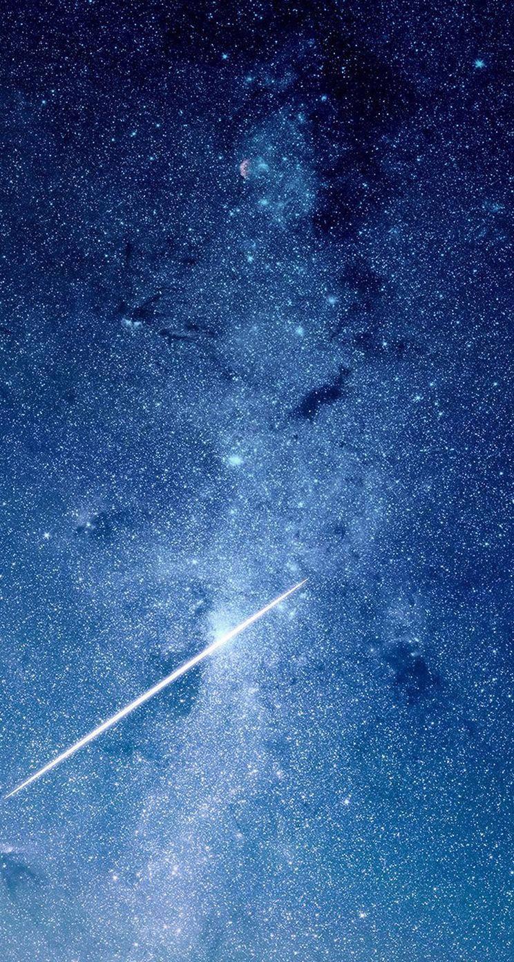 744x1392 Download Blue Galaxy With A Shooting Star Wallpaper