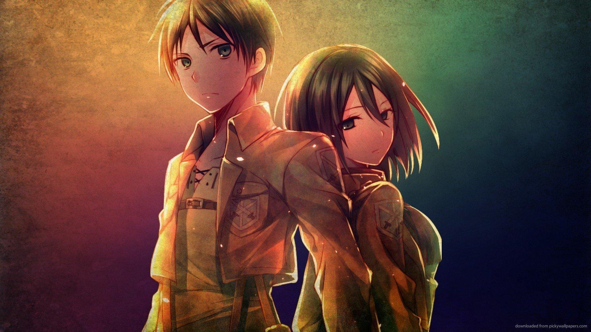 1920x1080 Shingeki no Kyojin, Eren Jeager, Anime, Mikasa Ackerman Wallpaper HD / Desktop and Mobile Background