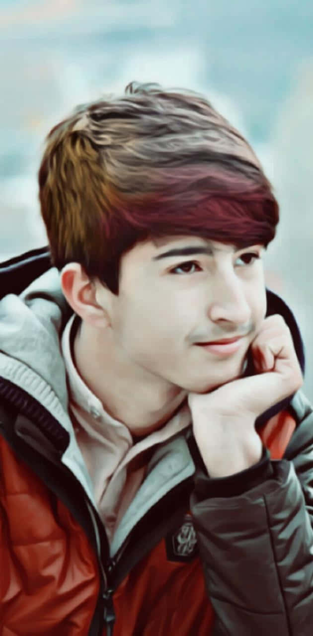 630x1280 Download Cute Korean Boy Wearing A Red Jacket Wallpaper