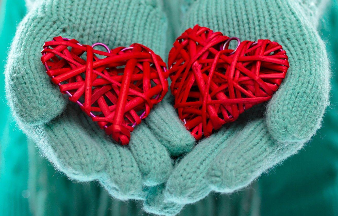 1332x850 Wallpaper winter, love, heart, hands, love, heart, winter, mittens