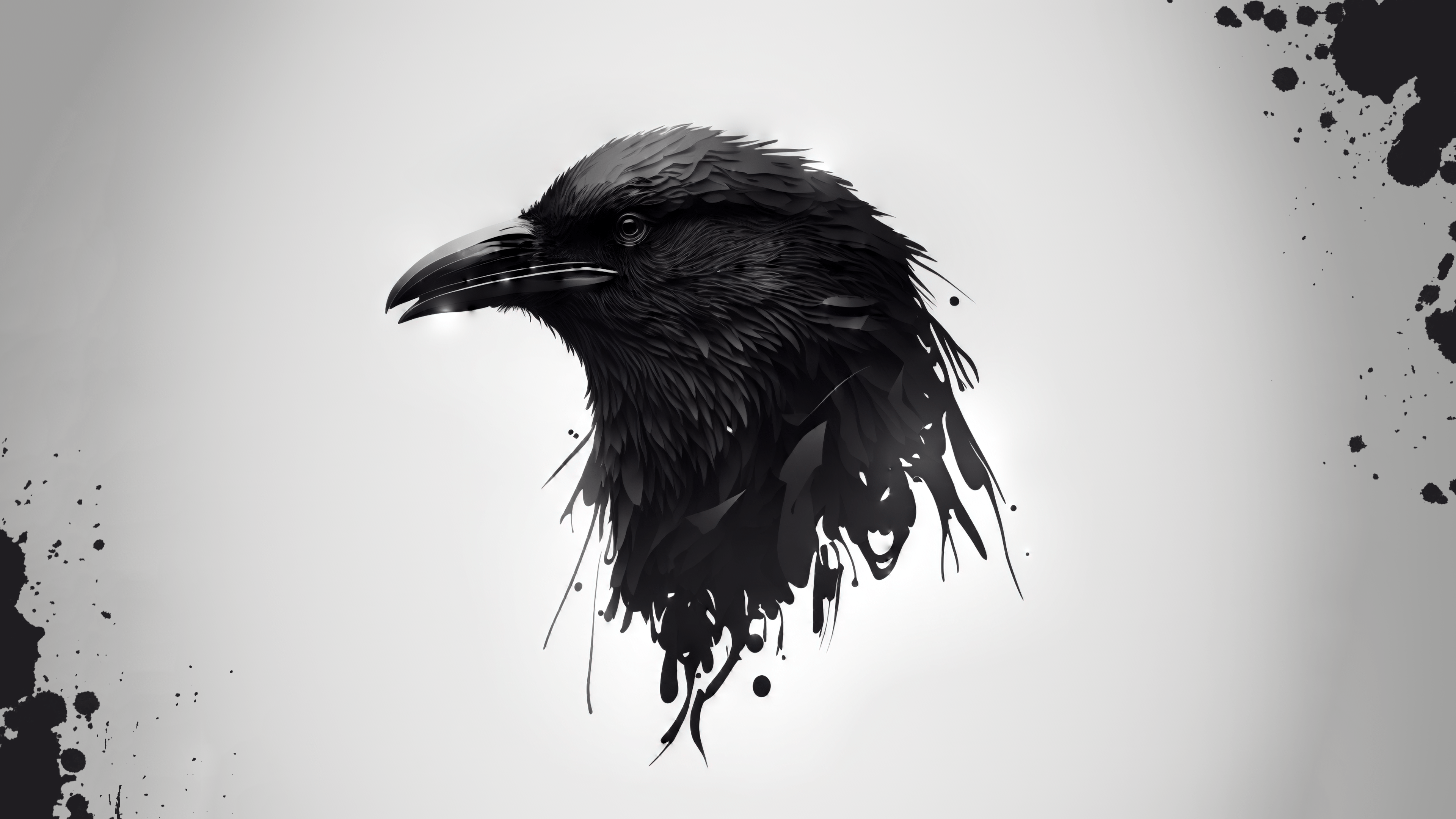 3840x2160 Ai Art Birds Animals Raven Minimalism Simple Background Wallpaper:3840x2160