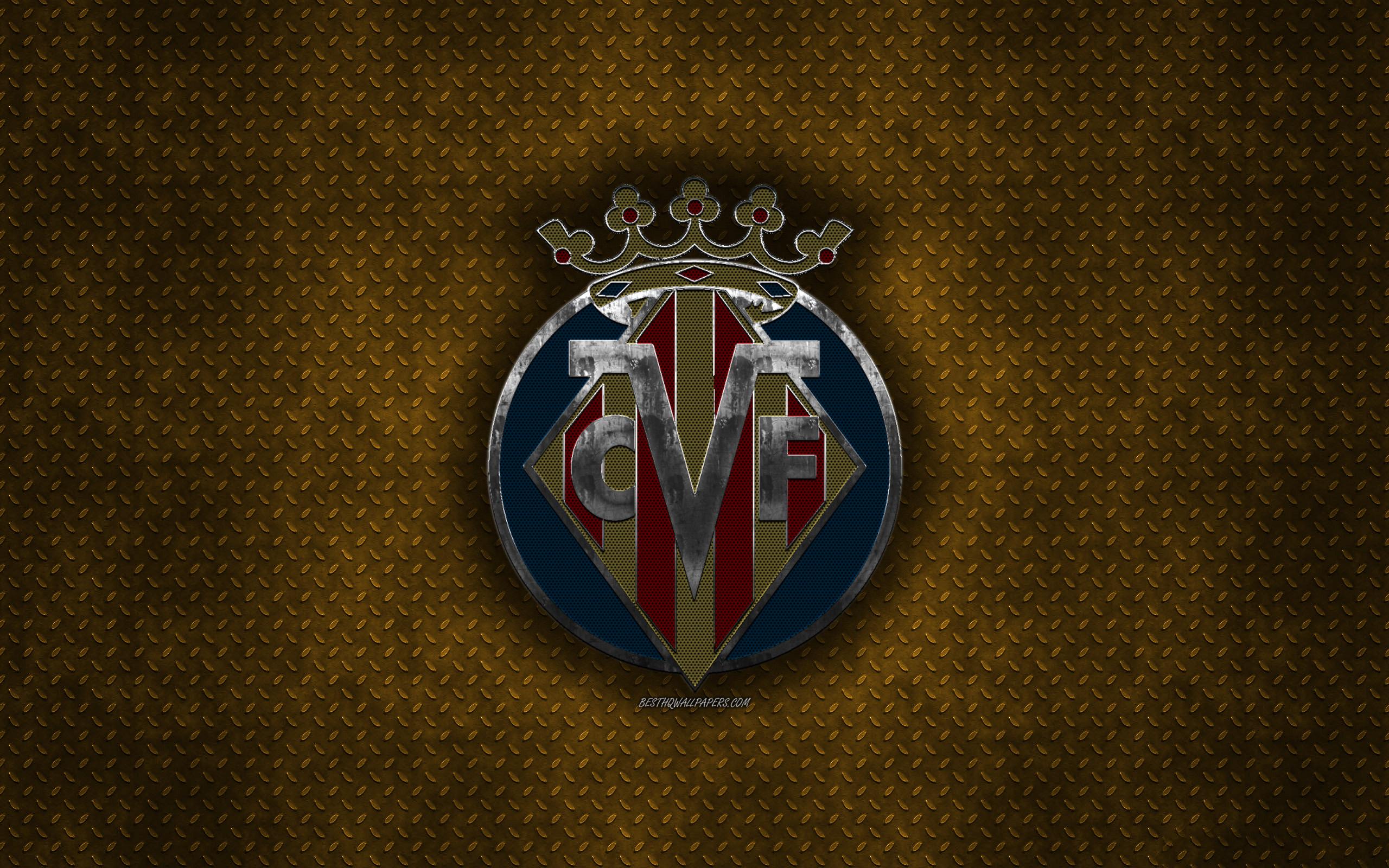 2560x1600 Download wallpaper Villarreal CF, Spanish football club, blue metal texture, metal logo, emblem, Valencia, Spain, La Liga, creative art, football for desktop with resolution 2560x1600. High Quality HD picture wallpaper