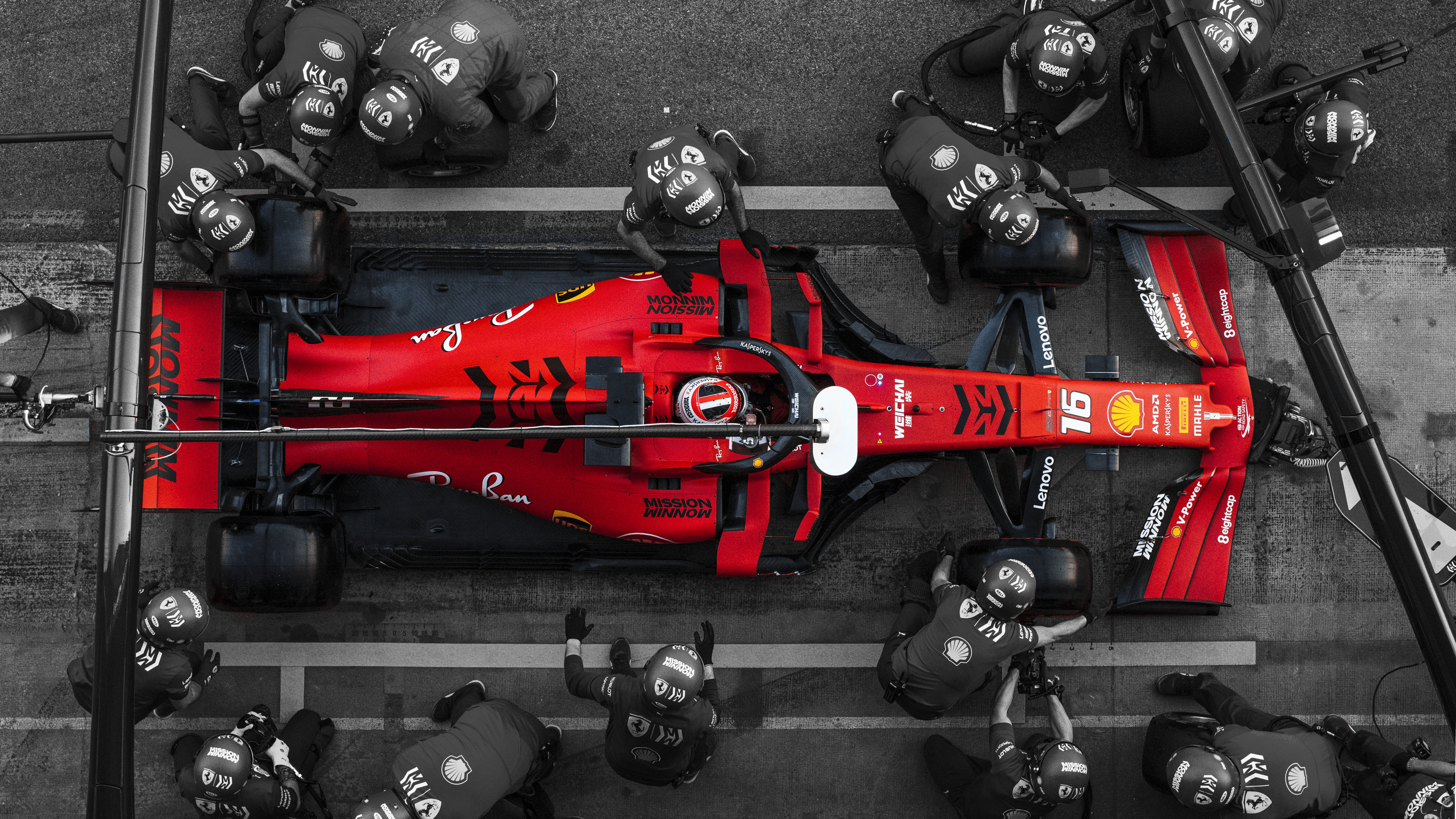 3973x2235 Charles Leclerc's SF90 in the Pits [Desktop Wallpaper]. Ferrari, Ferrari f Car wallpaper