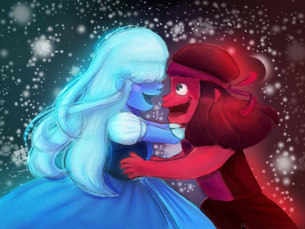 1024x768 Steven Universe Ruby And Saphire Wallpaper