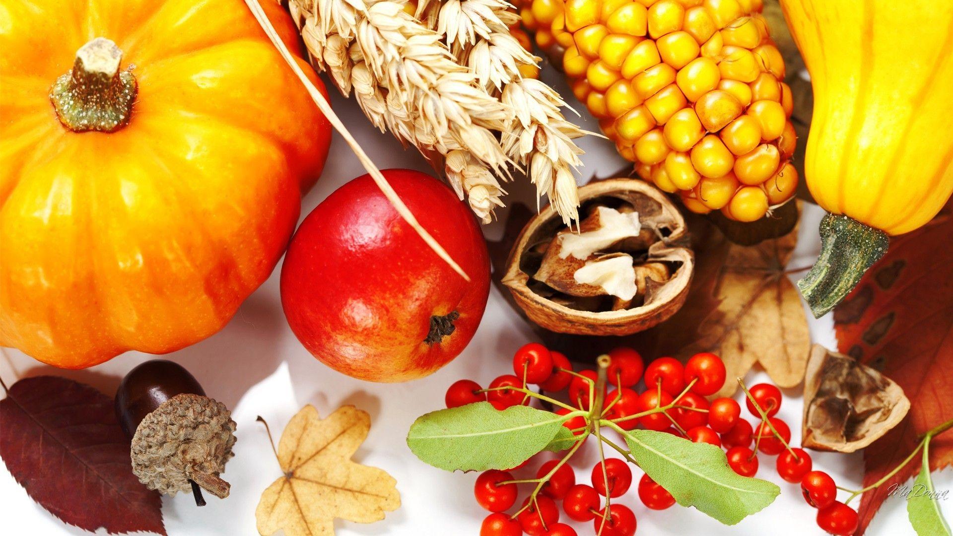 1920x1080 Other: Apple Fall Thanksgiving Nuts Berries Maze Leaves Squash