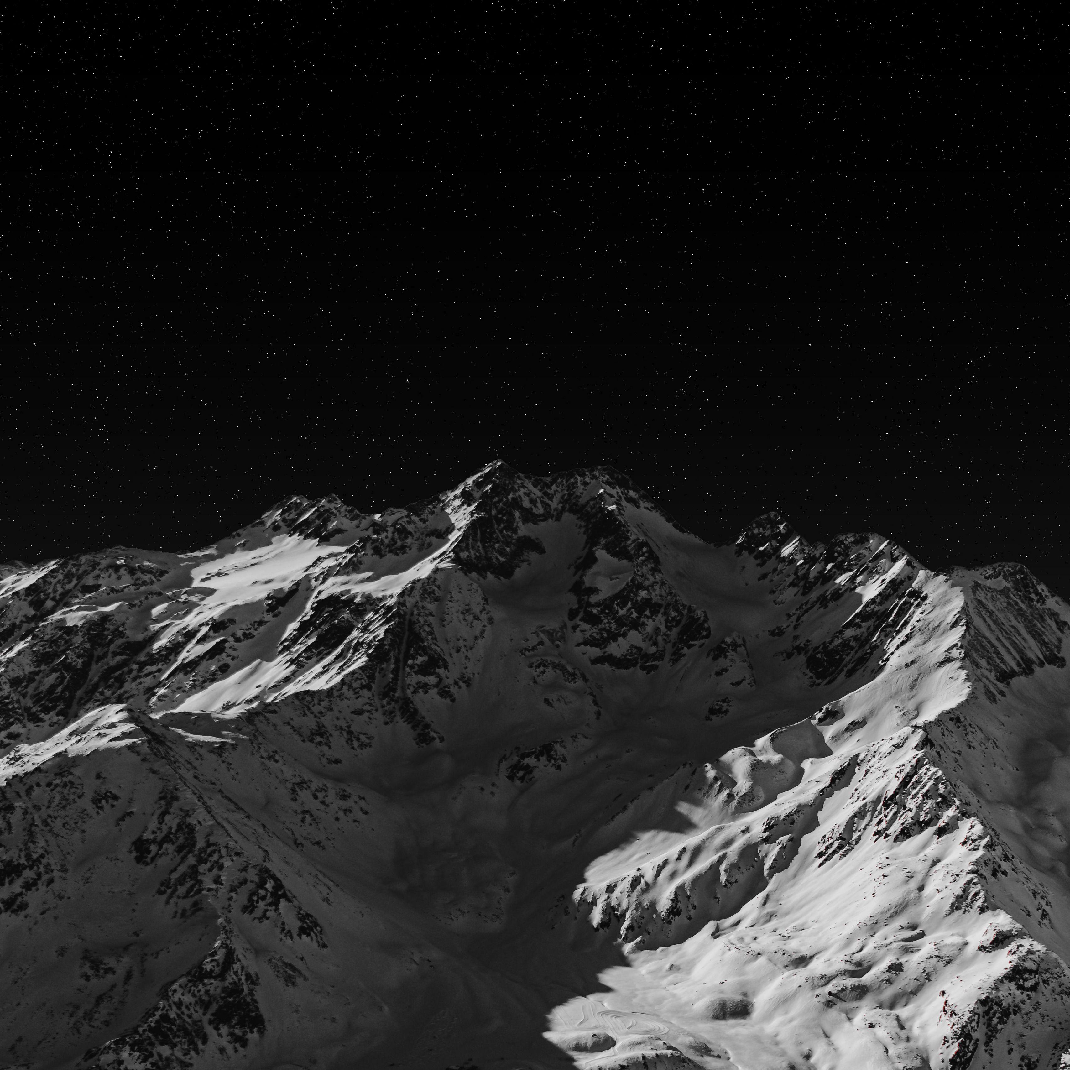 3415x3415 Download wallpaper 3415x3415 mountain, peak, bw, dark, night ipad pro 12.9 retina for parallax HD background
