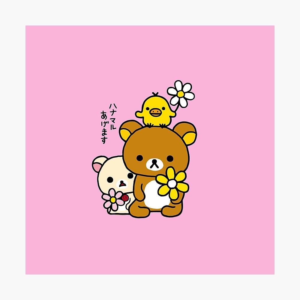 1000x1000 Rilakkuma, Korilakkuma, Kiiroitori And Flowers Poster By Fine Art Ellen
