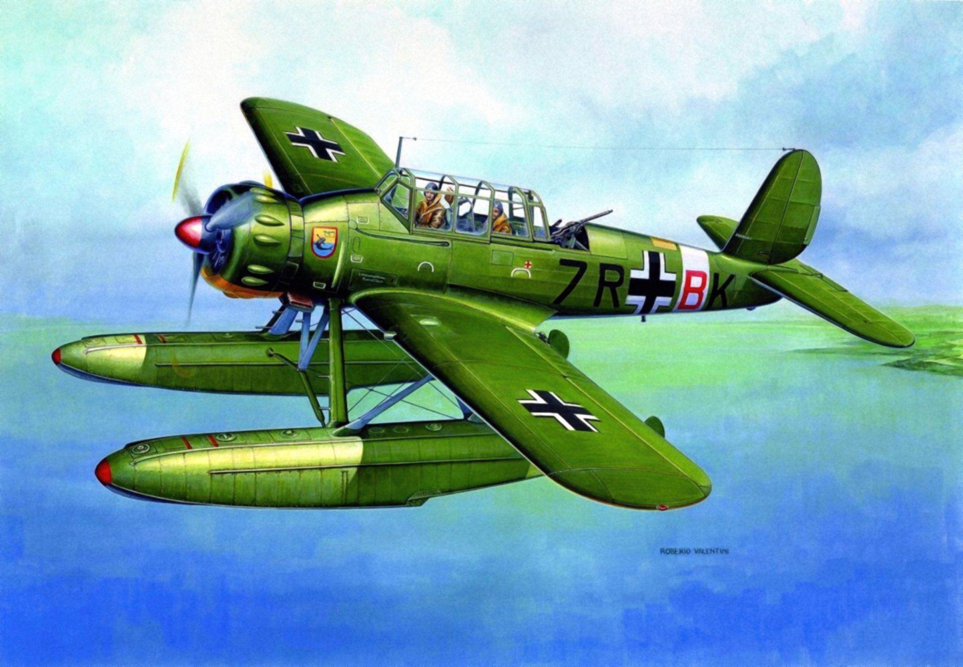 1920x1330 arado ar 196 german aircraft ww2 war art painting drawing HD wallpaper