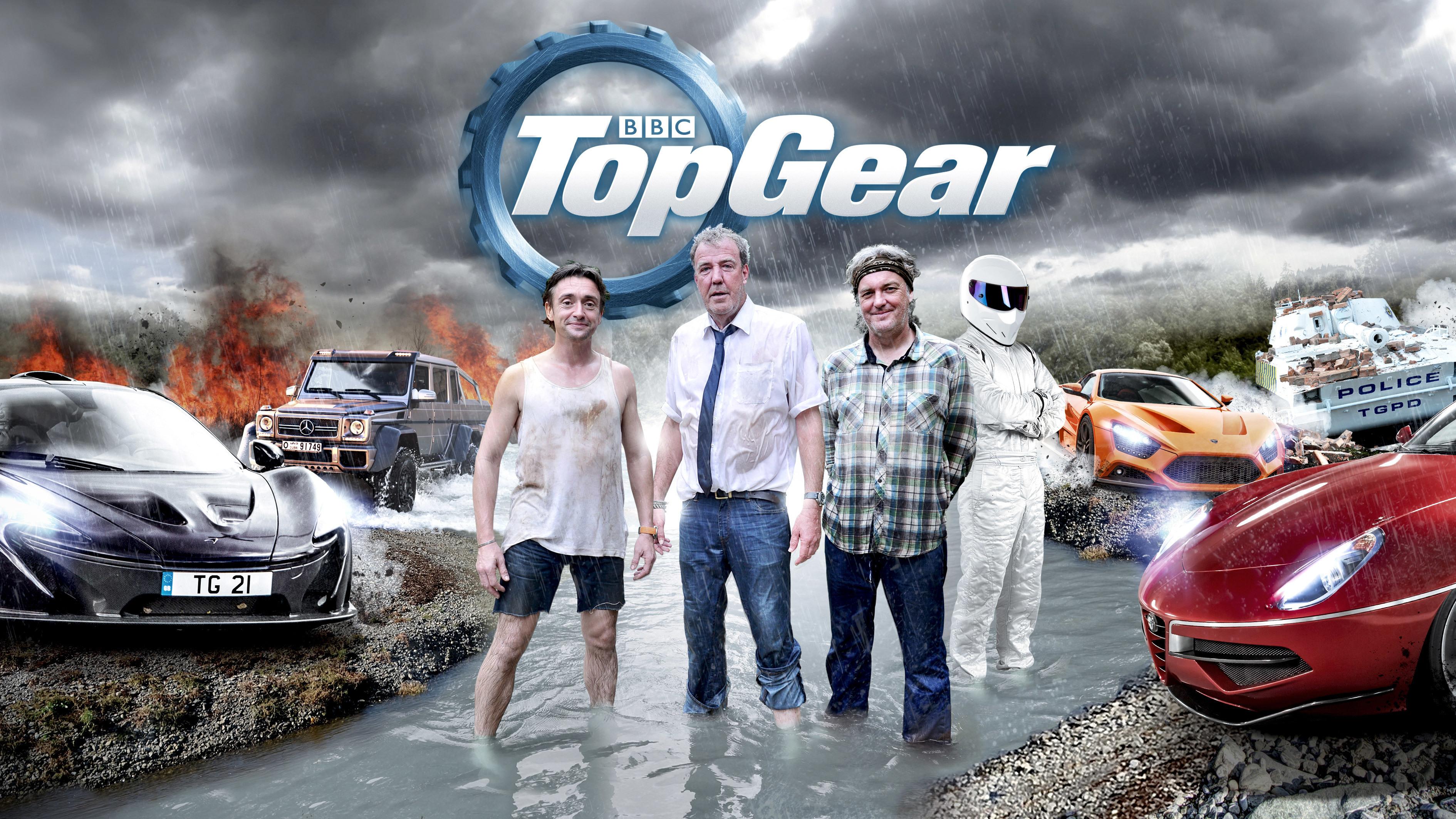 3780x2126 Top Gear Legends: Clarkson, May, Hammond & The Stig in Epic Car Showdown HD Wallpaperx2126