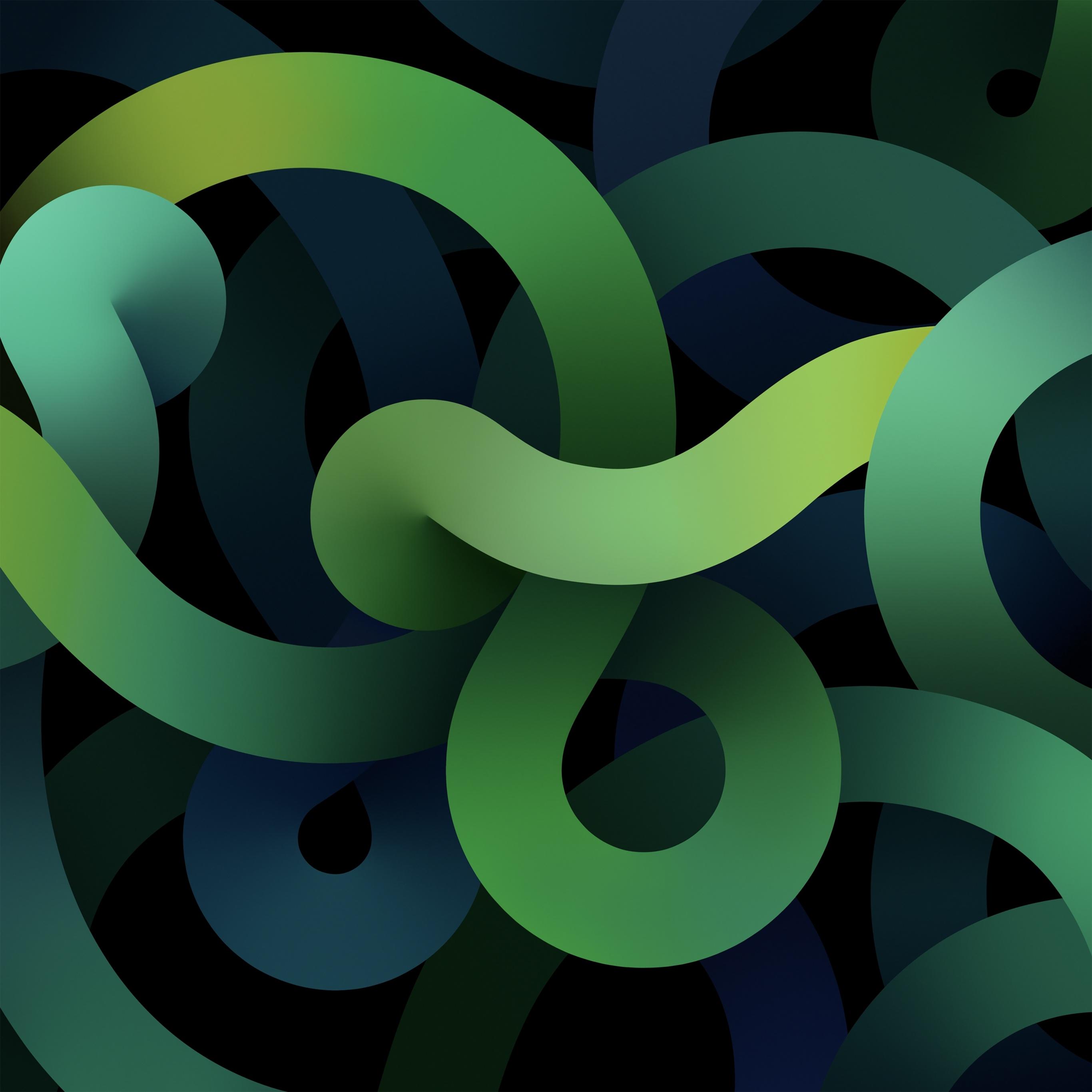 2732x2732 iPadOS 14 Wallpaper 4K, iPad Air Green, Abstract