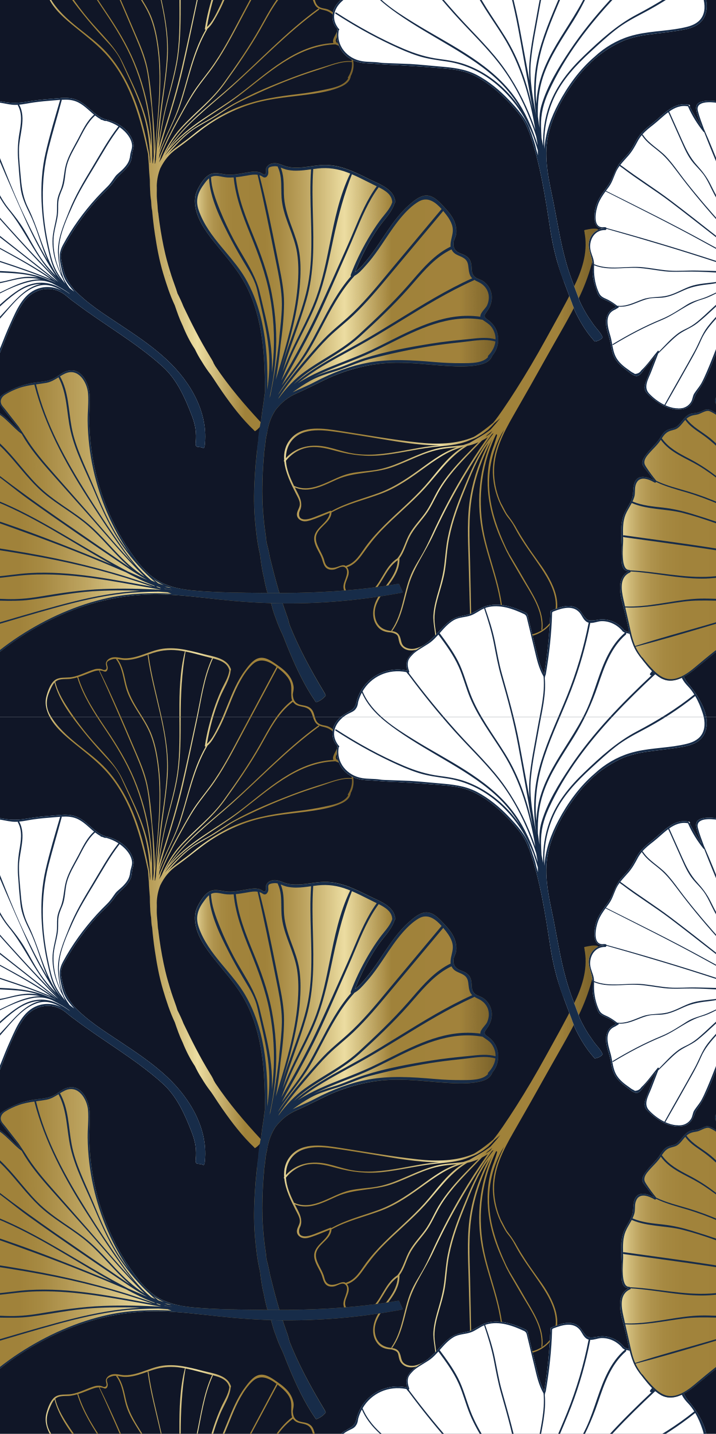 1417x2835 Embossed Ginkgo Leaves Contemporary wallpaper